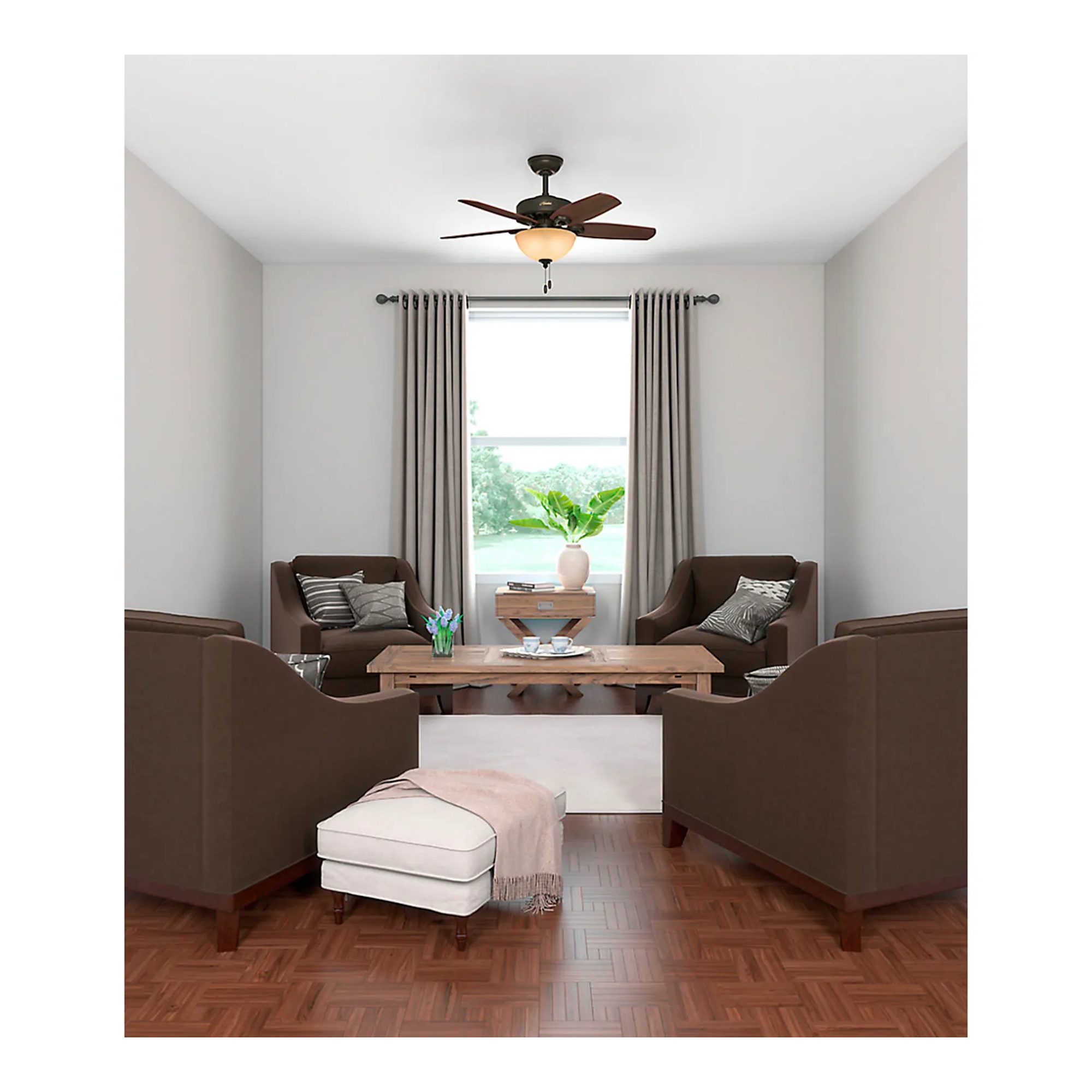 42-inch small-room ceiling fan with bowl light kit