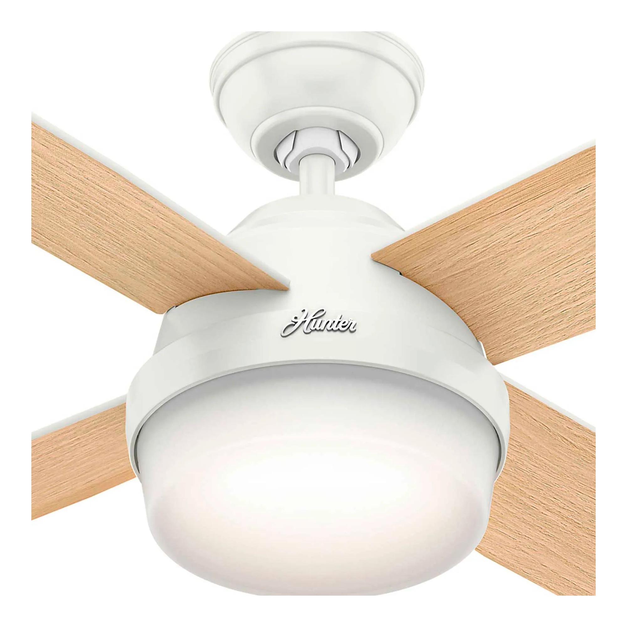 Fresh White 52-inch ceiling fan with integrated light kit and handheld remote