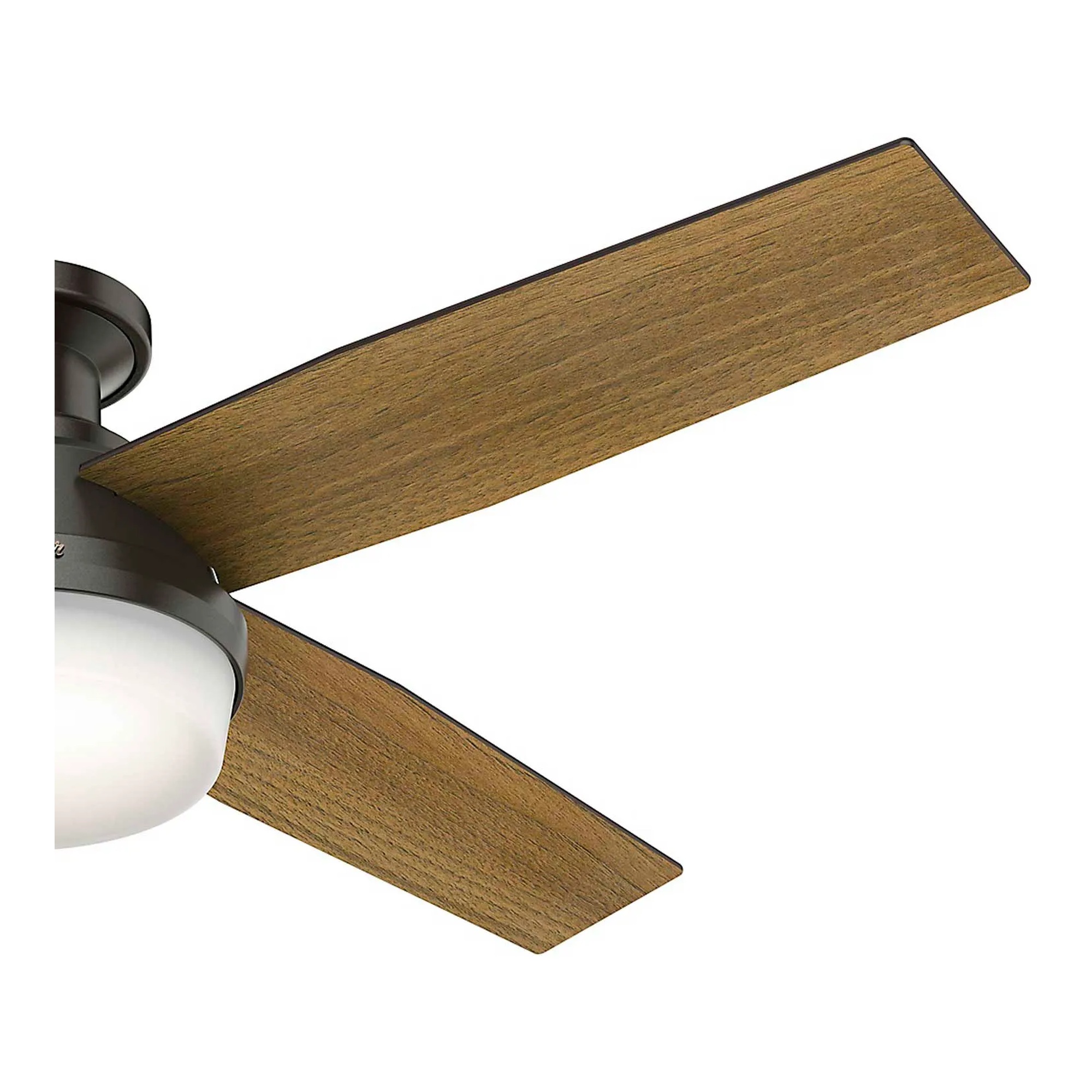 52-inch low-profile ceiling fan with integrated light kit and handheld remote