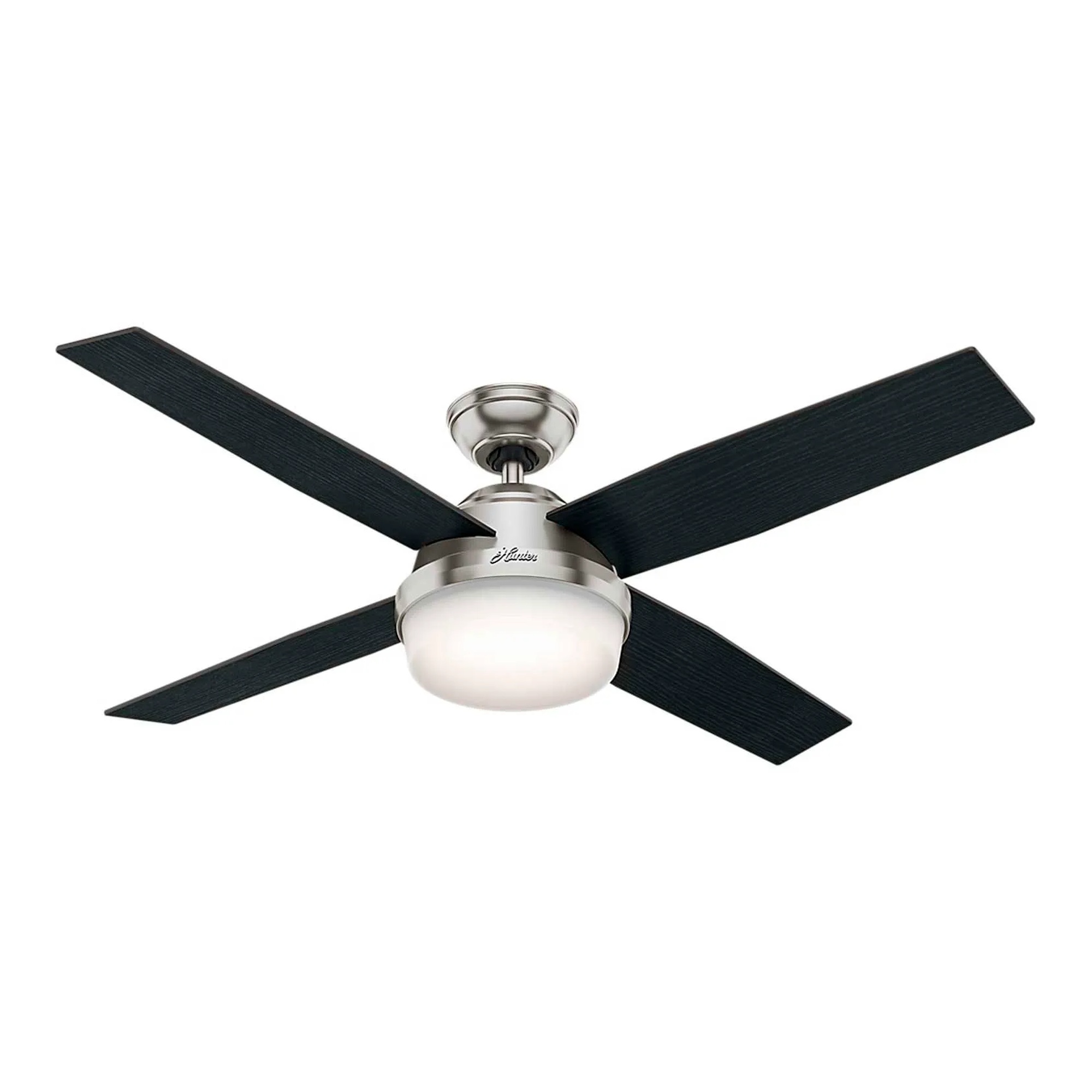 Dempsey 52-Inch Brushed Nickel Ceiling Fan with Light and Handheld Remote