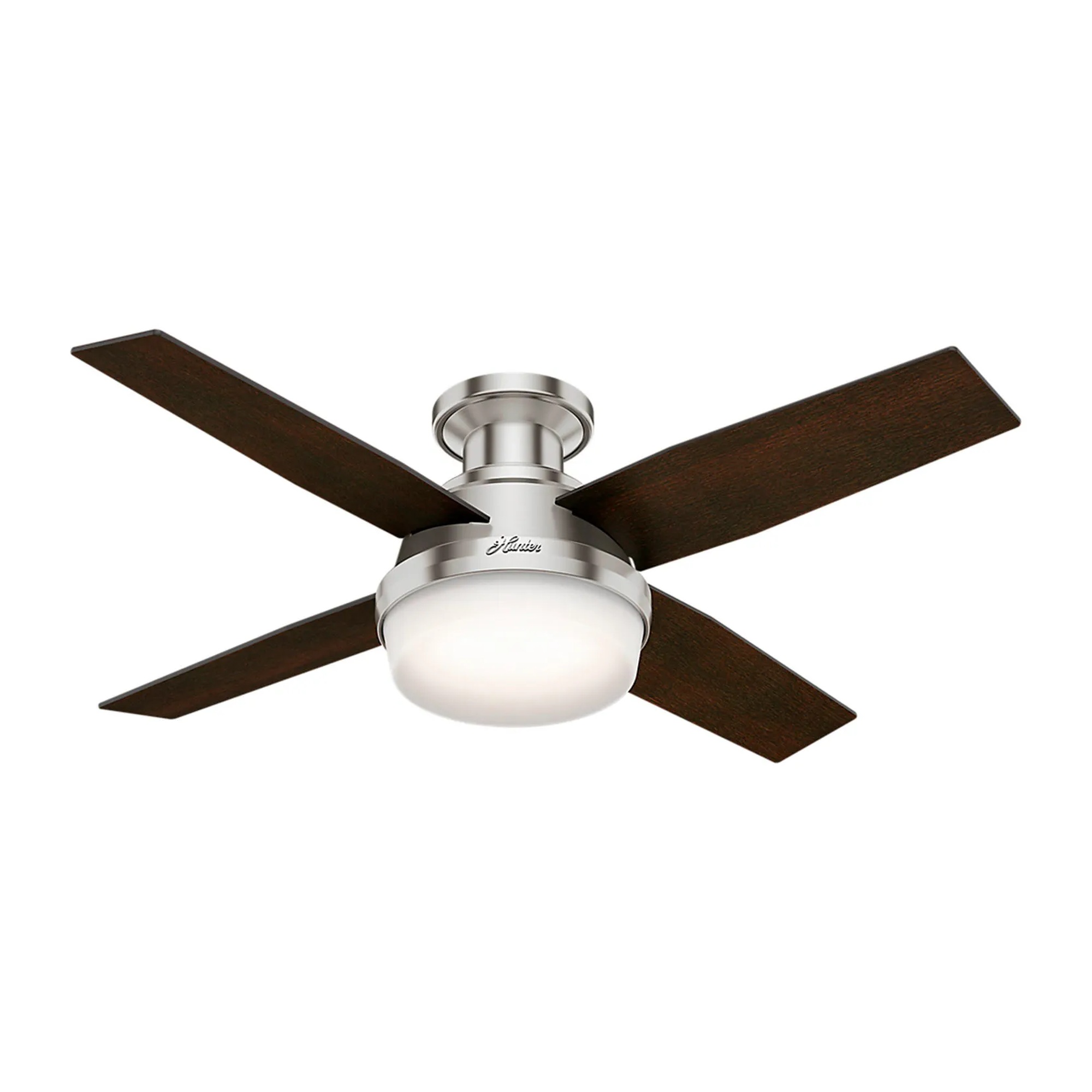 44-inch low-profile ceiling fan with integrated light and handheld remote