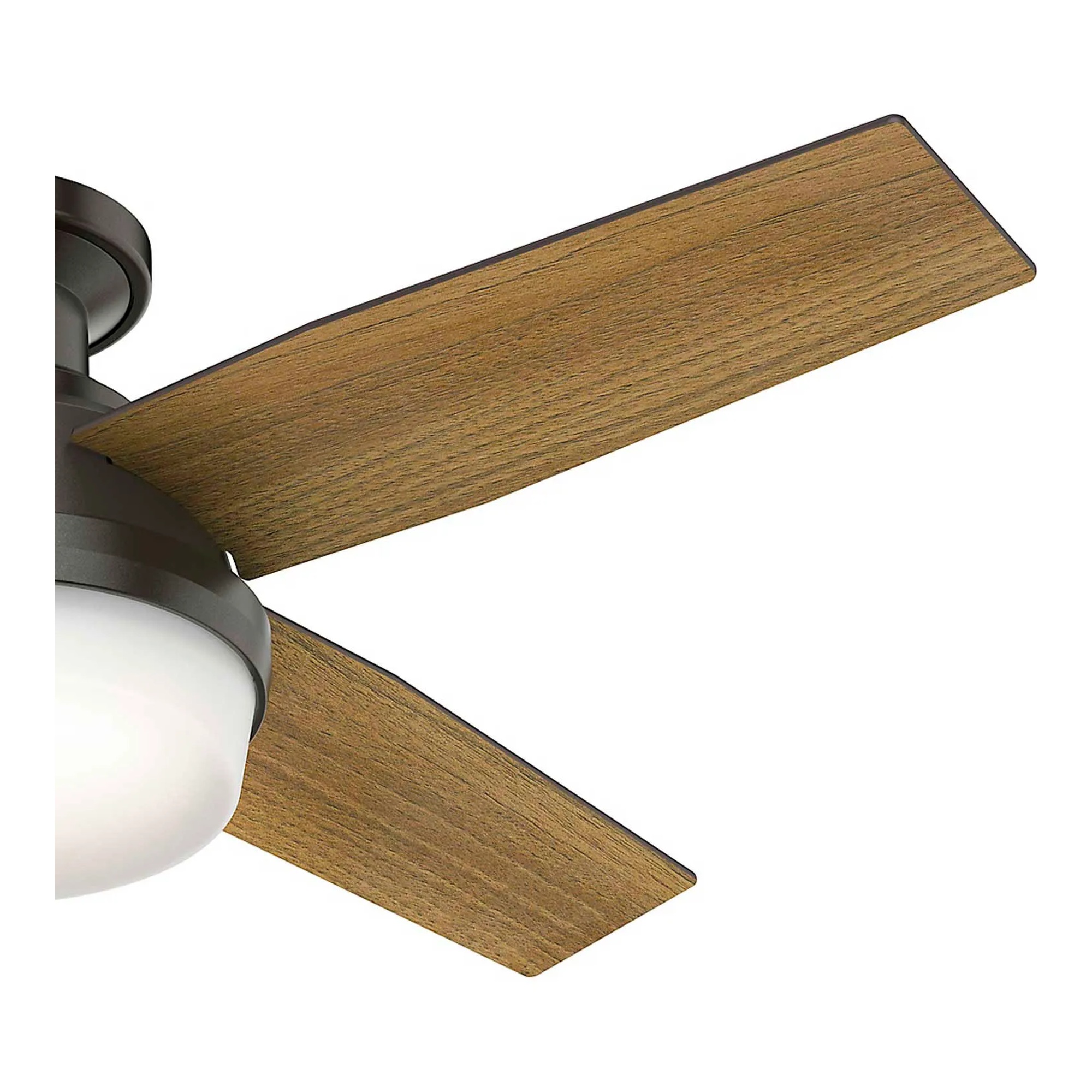 44-inch low-profile ceiling fan with integrated light kit and handheld remote