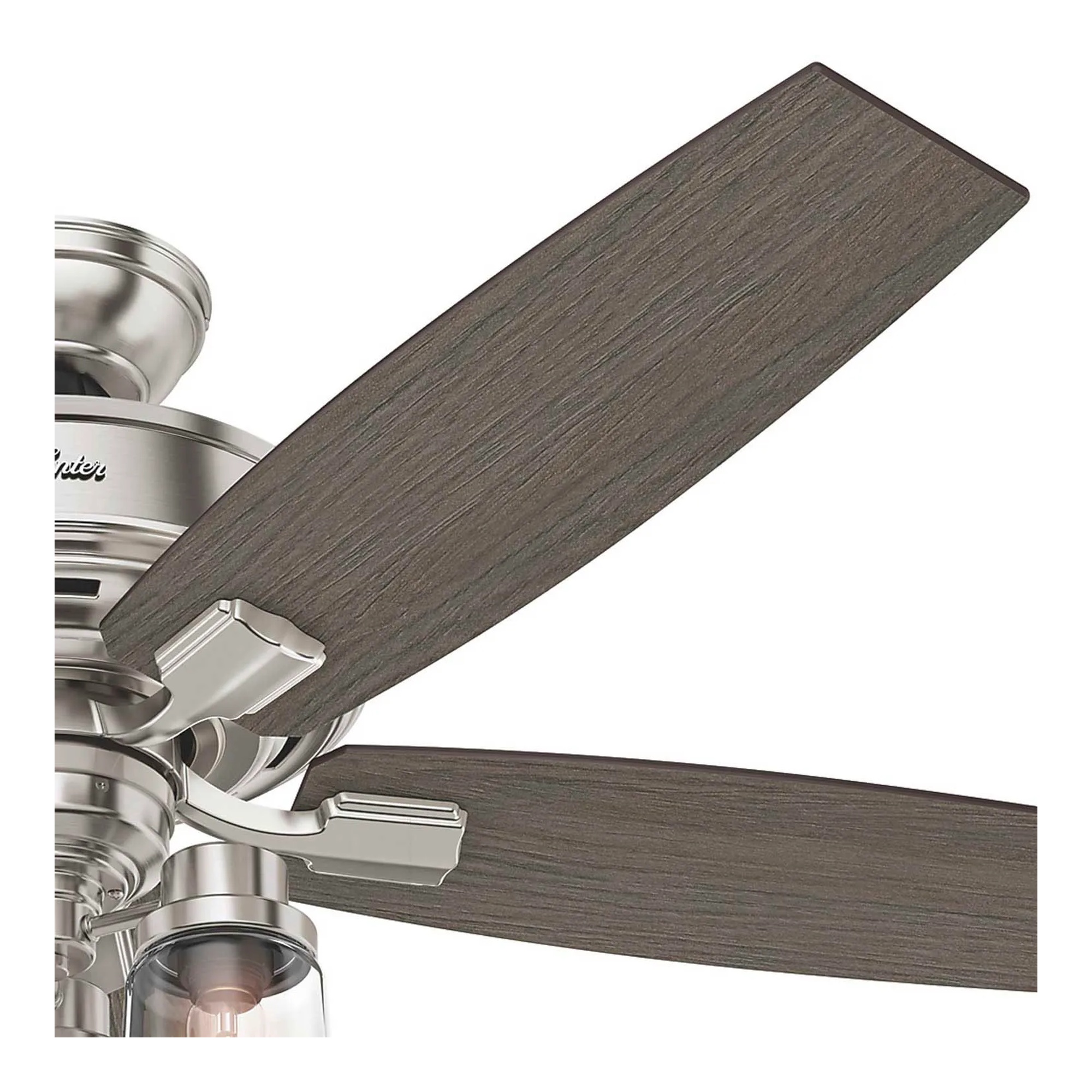 52-inch Bennett ceiling fan with integrated three-light fixture and handheld remote