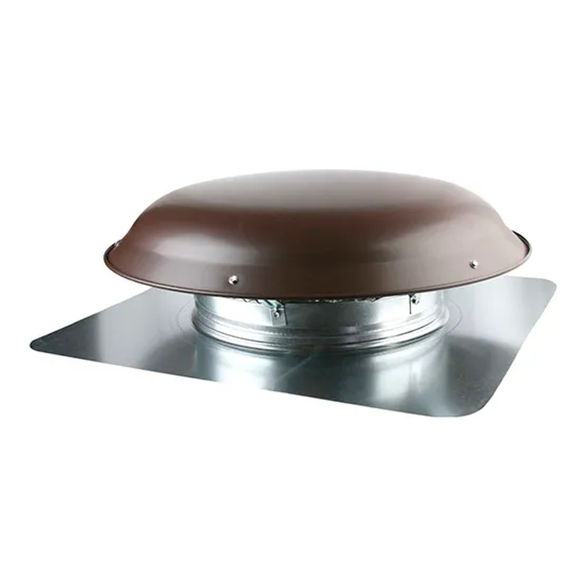Brown round static steel roof vent with mesh screen