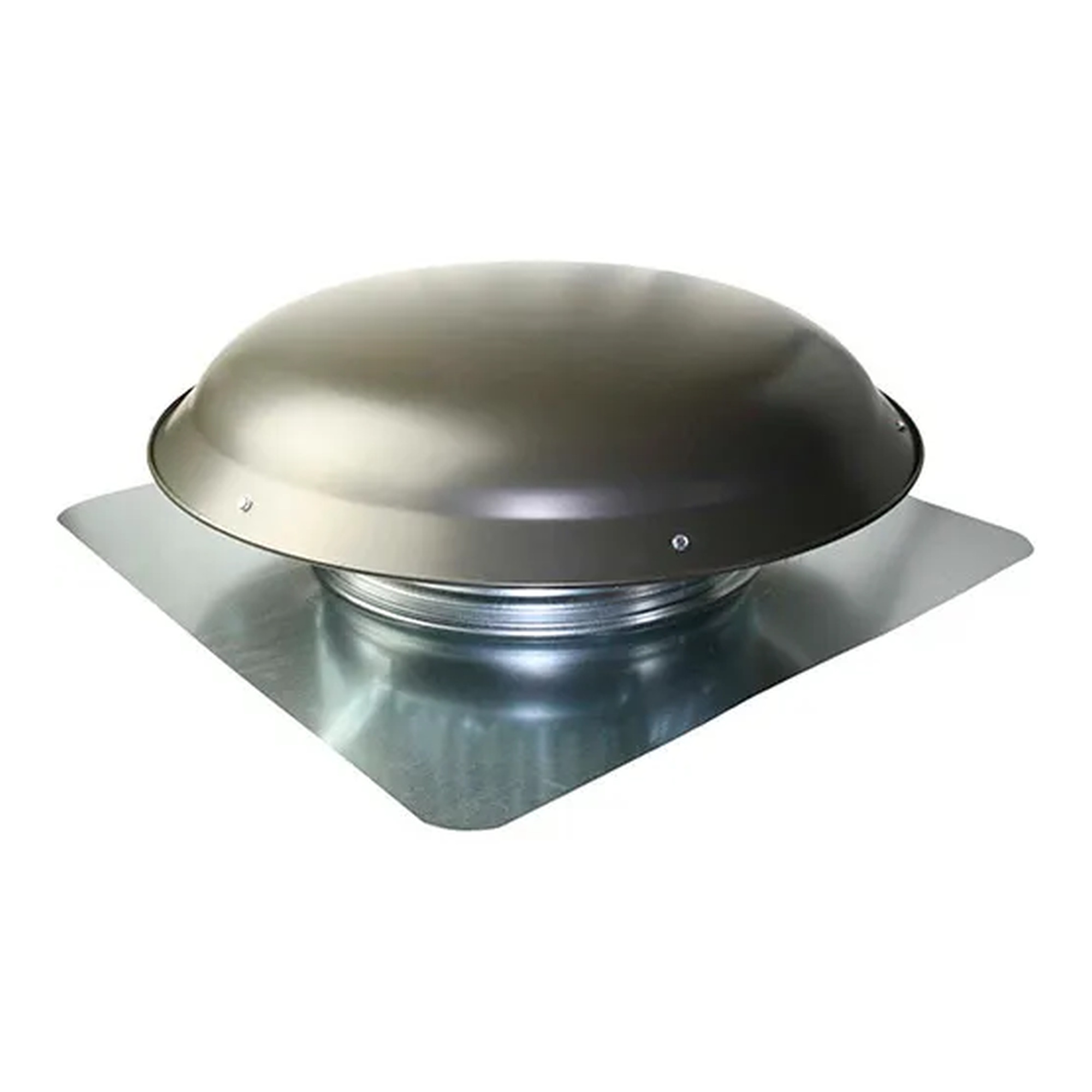 Gray large-capacity round static roof vent with a square base