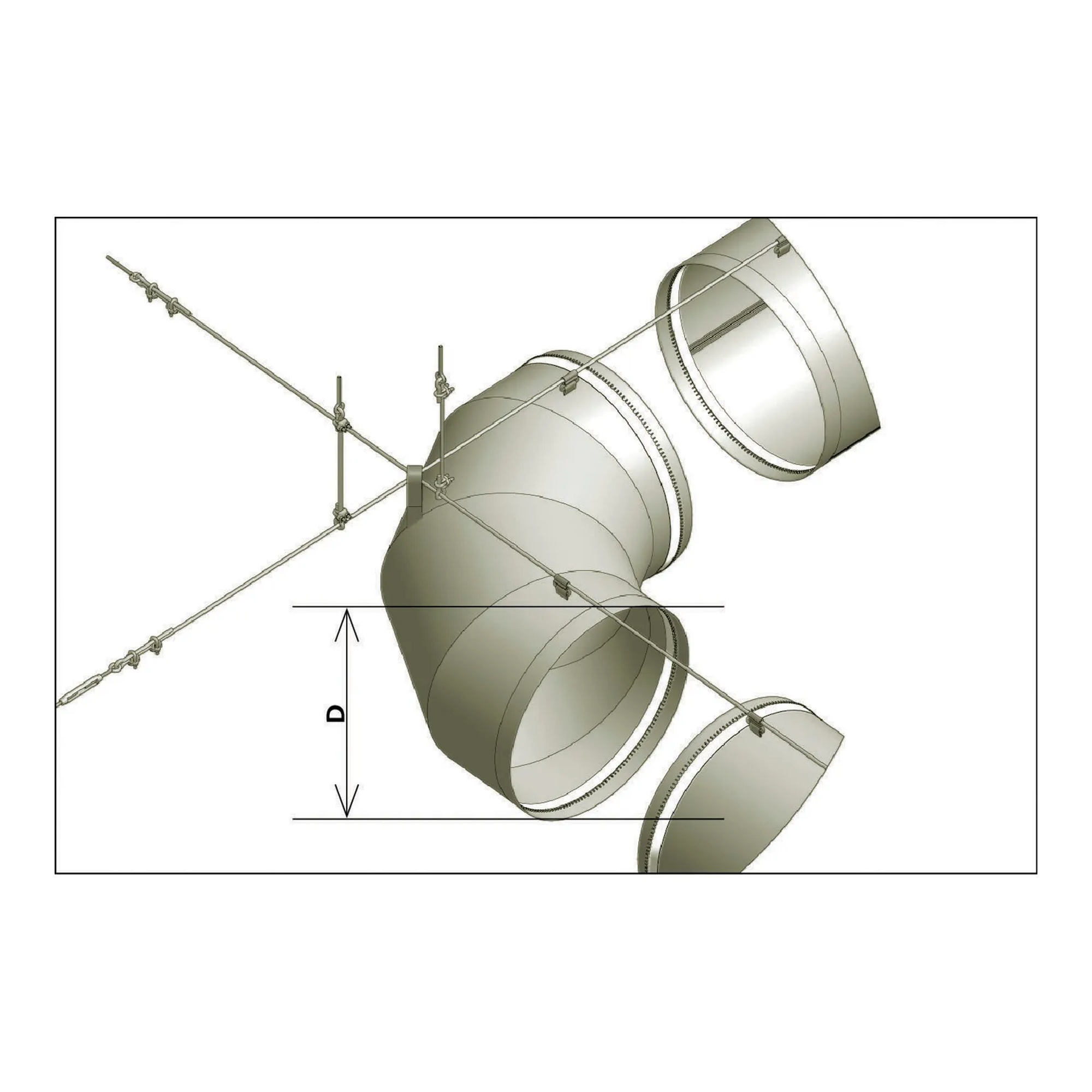 Galvanized cable lock for horizontal fabric ducting cable support