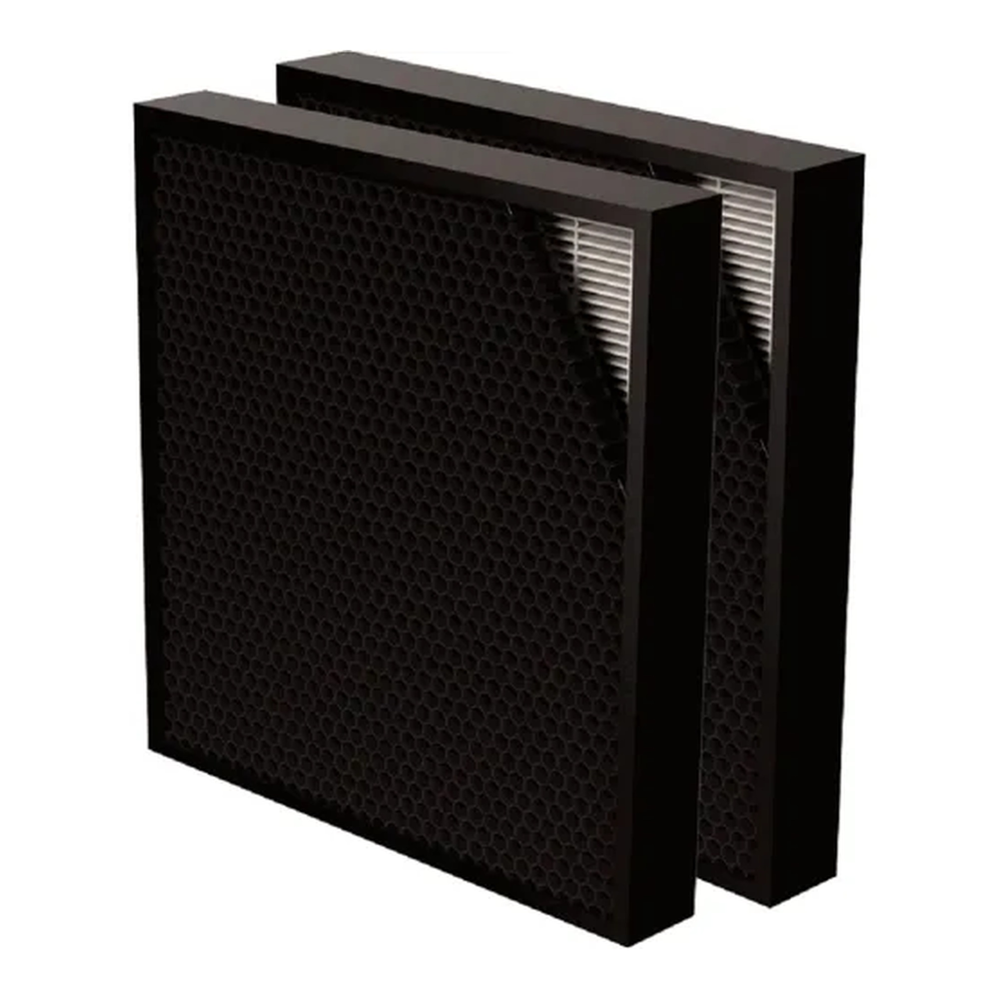 Two-pack of hybrid True HEPA and activated carbon air purifier replacement filters