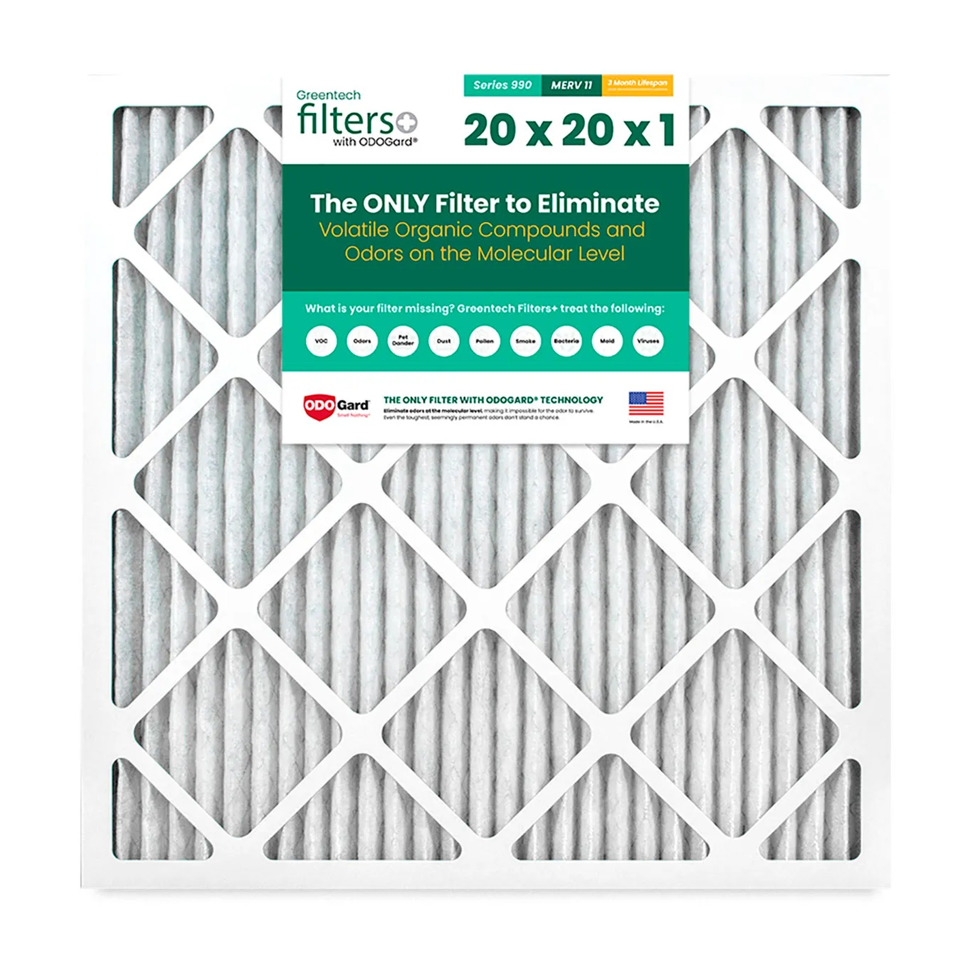 White pleated 16 x 24 x 1 MERV 8A air filter
