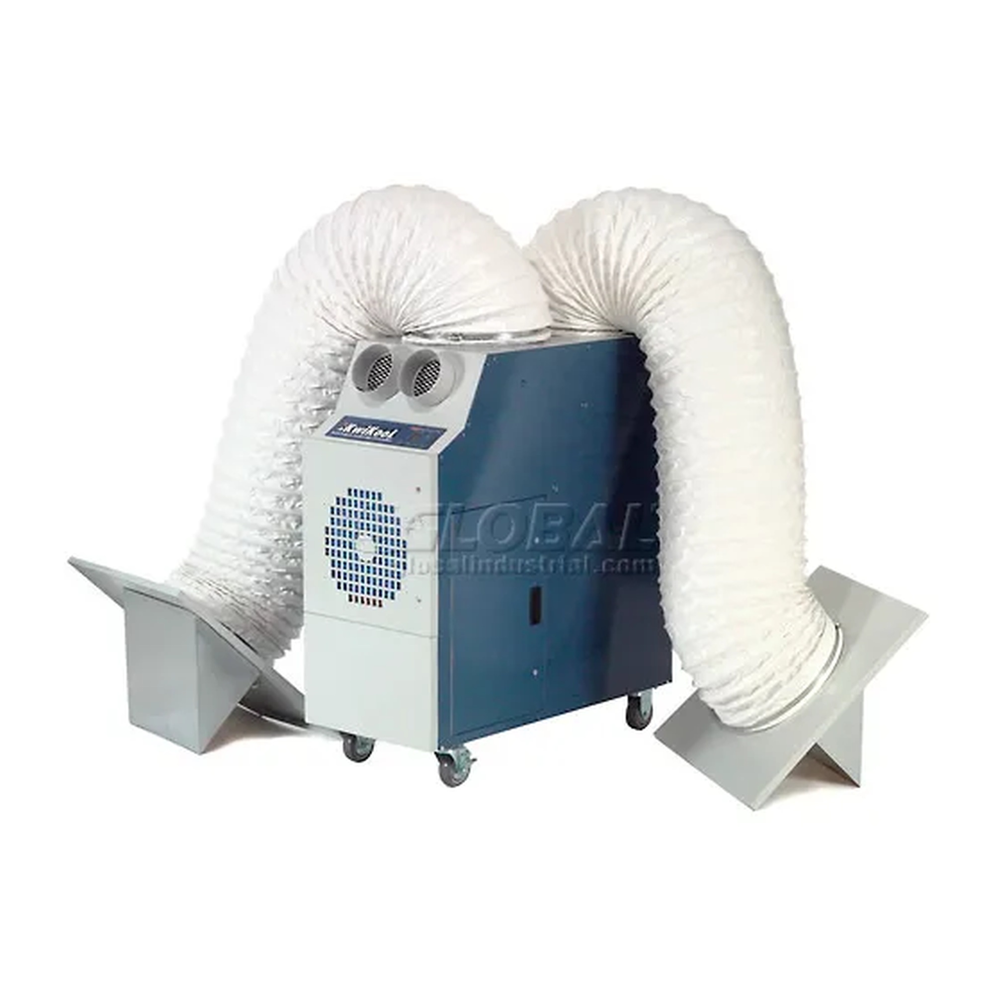 Ceiling exhaust kit with air ducts, ceiling tiles, and metal straps