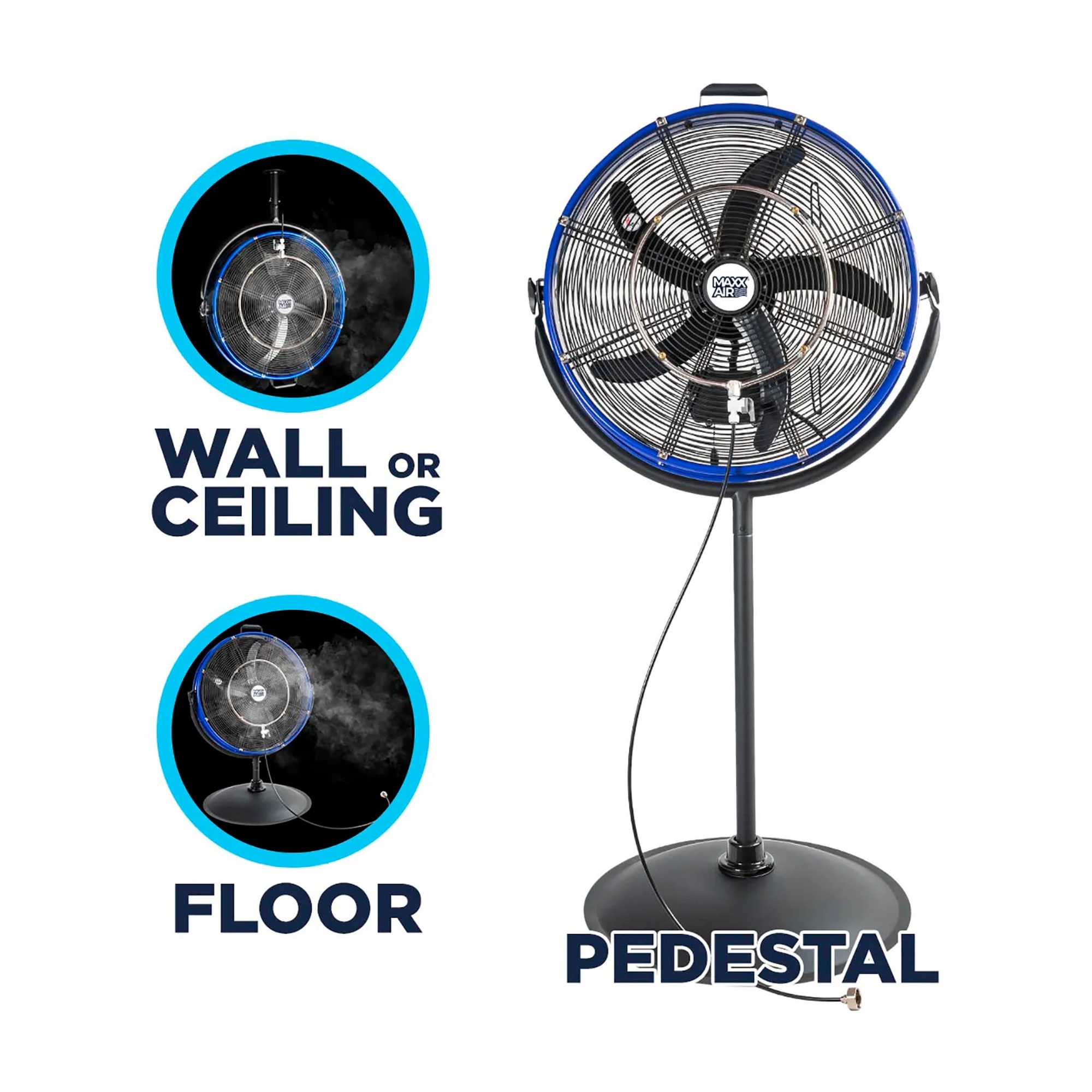 20-Inch 3-in-1 Portable Misting Pedestal Fan, 4,600 CFM