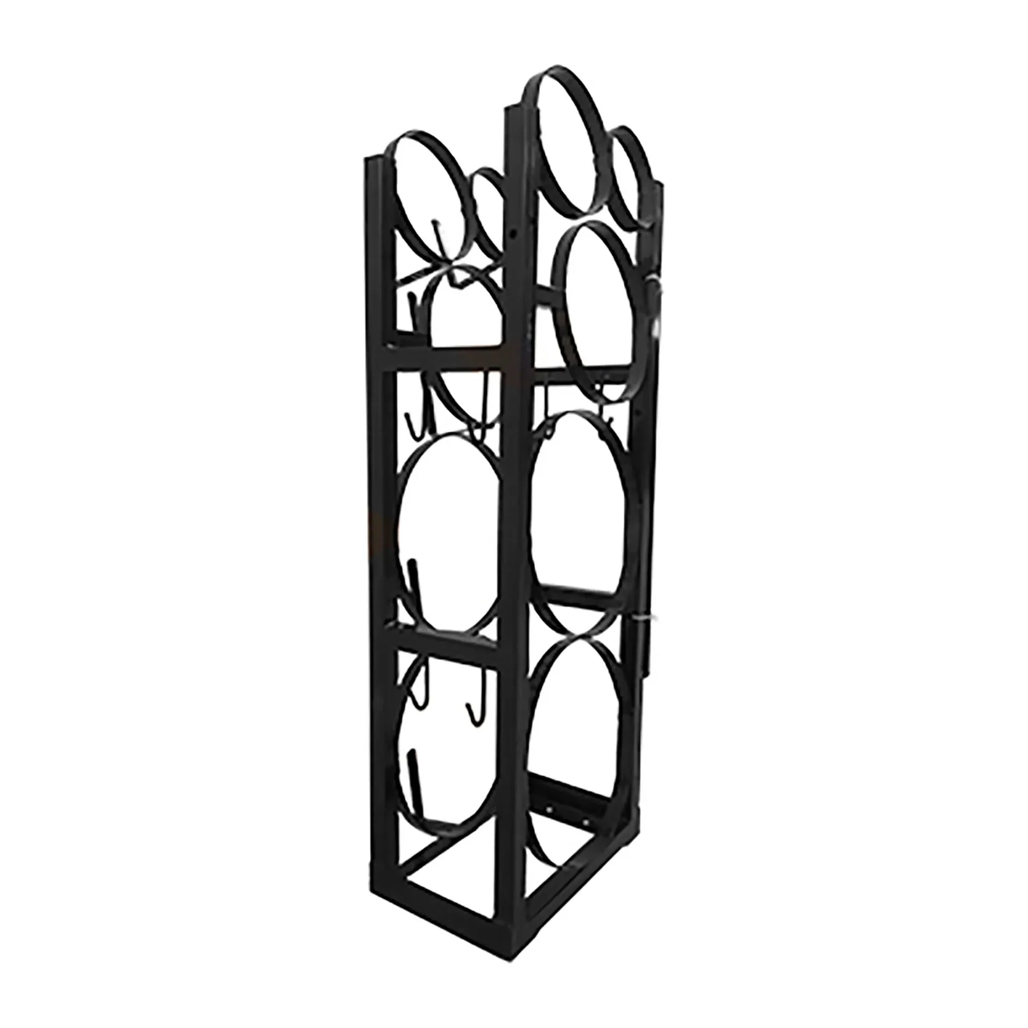 Black steel pickup rack for refrigerant cylinders and gas tanks