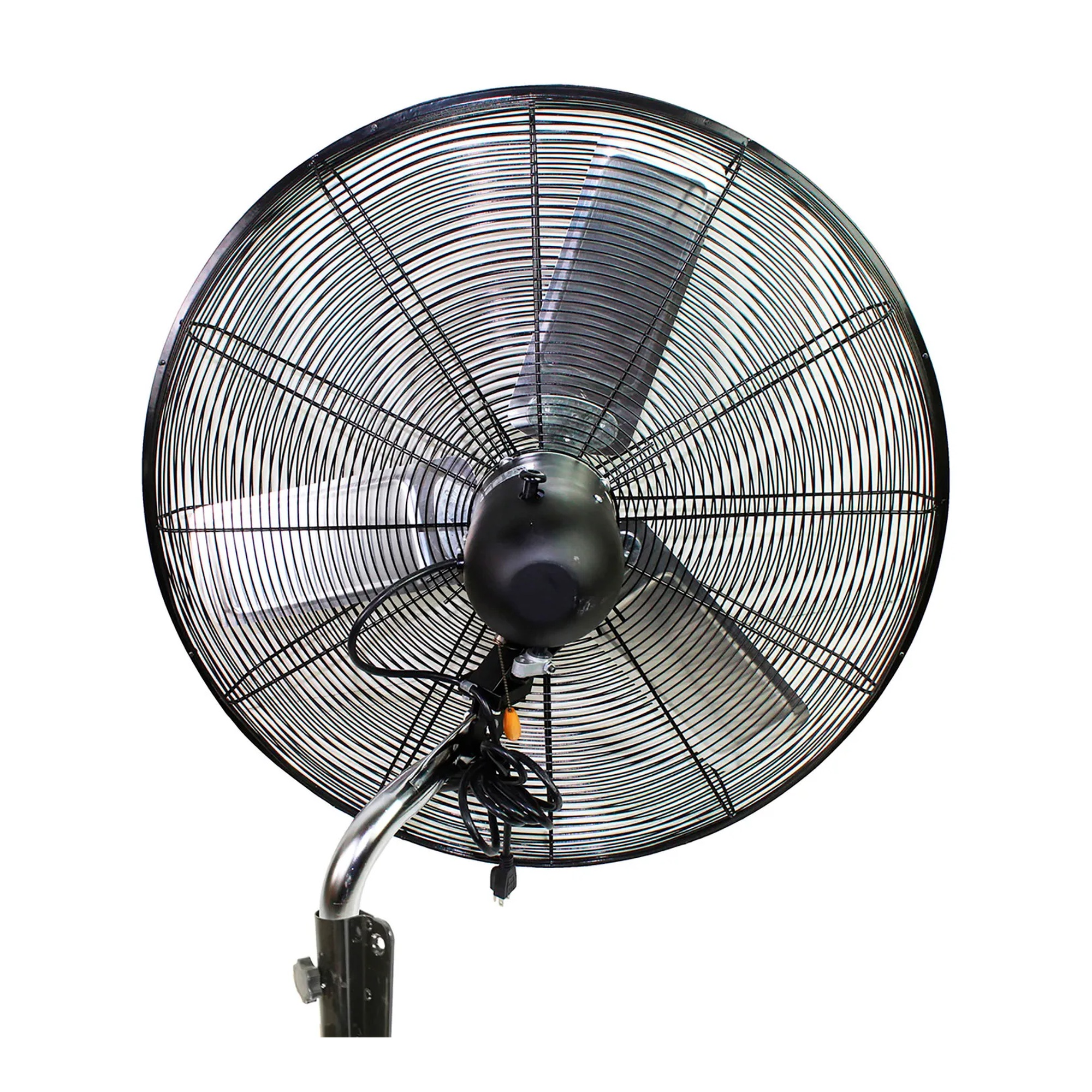 Black 30-inch industrial wall-mount oscillating fan with wall bracket