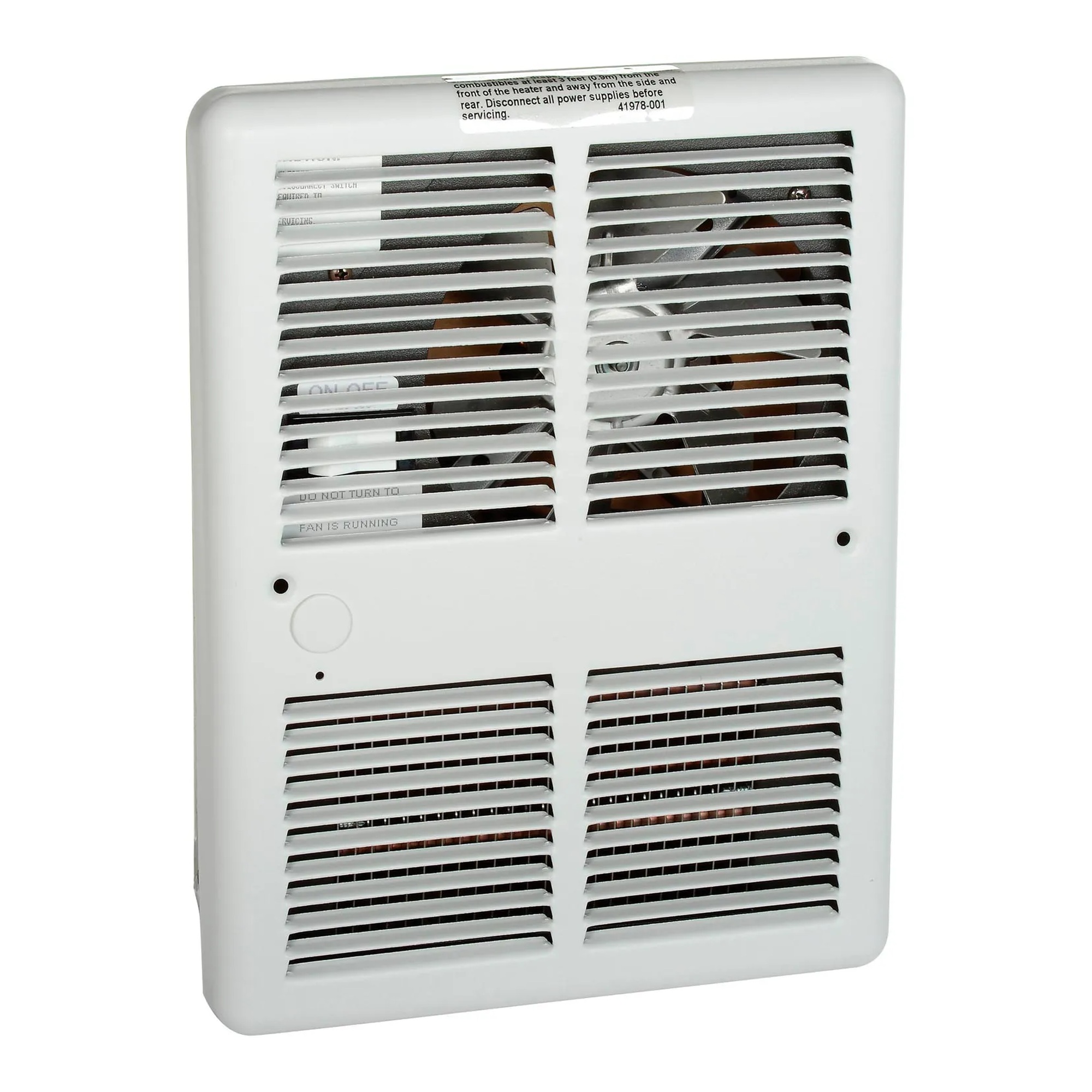 White fan-forced ceiling heater with grille