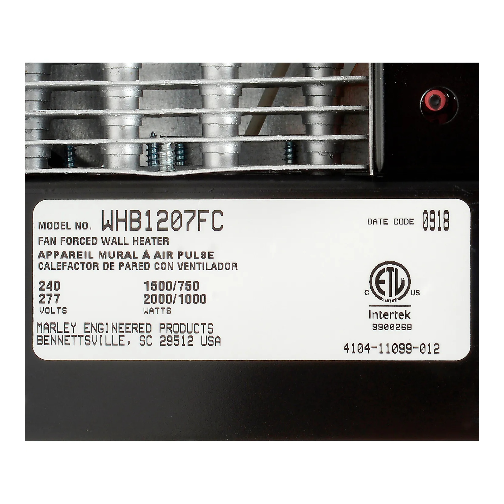 White fan-forced electric wall heater with front grille