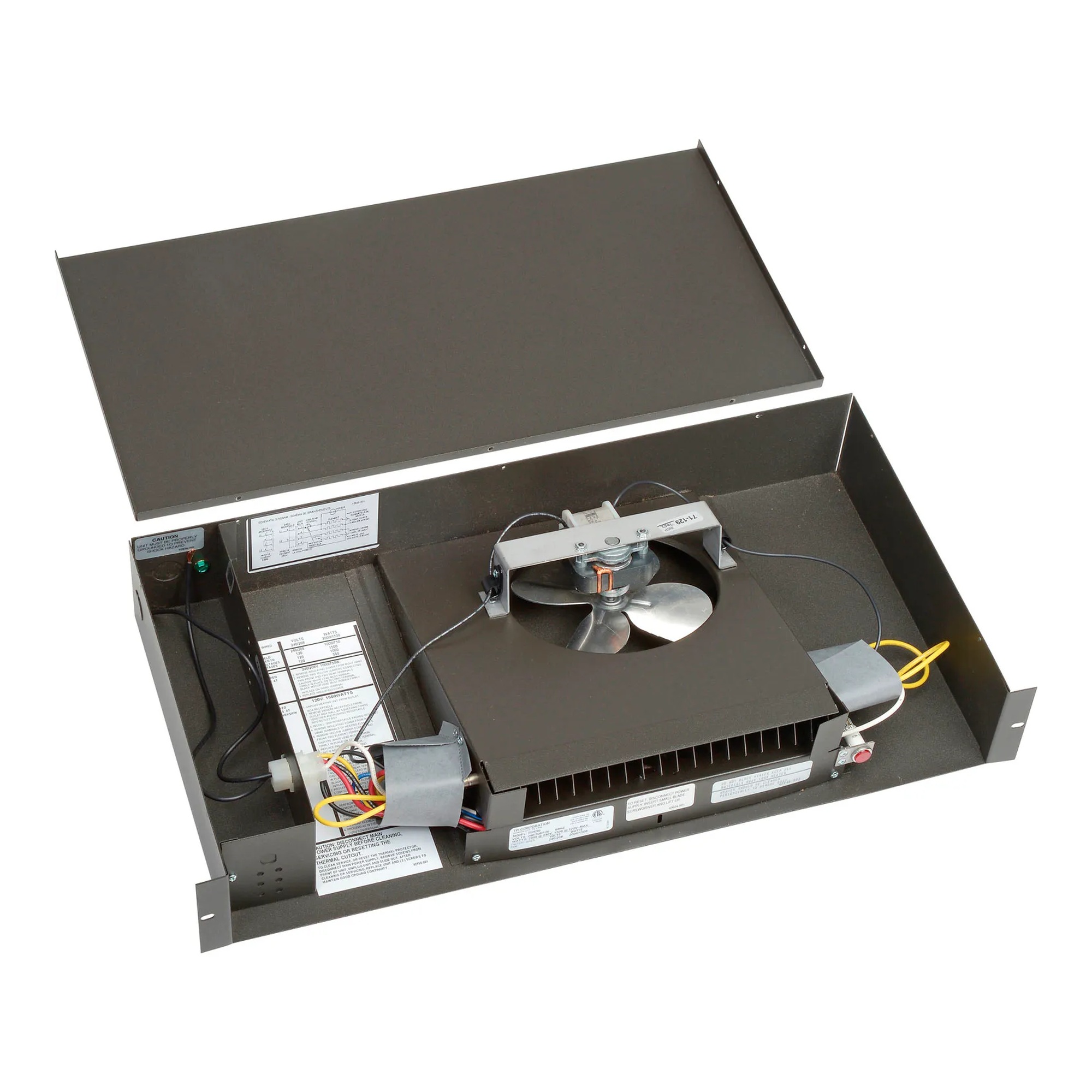 Brown fan-forced kickspace specialty heater