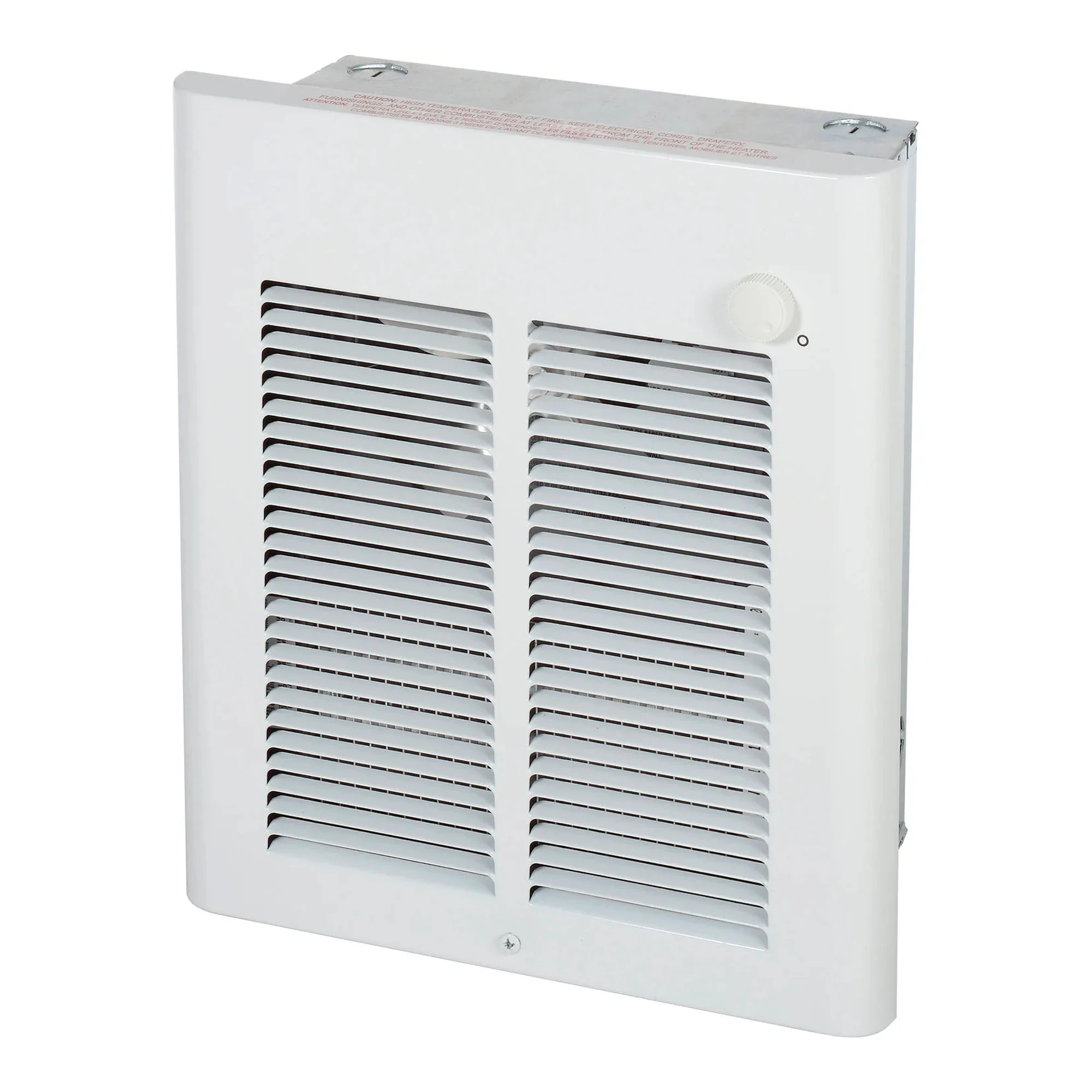 White fan-forced 1500W 120V electric wall heater with grille