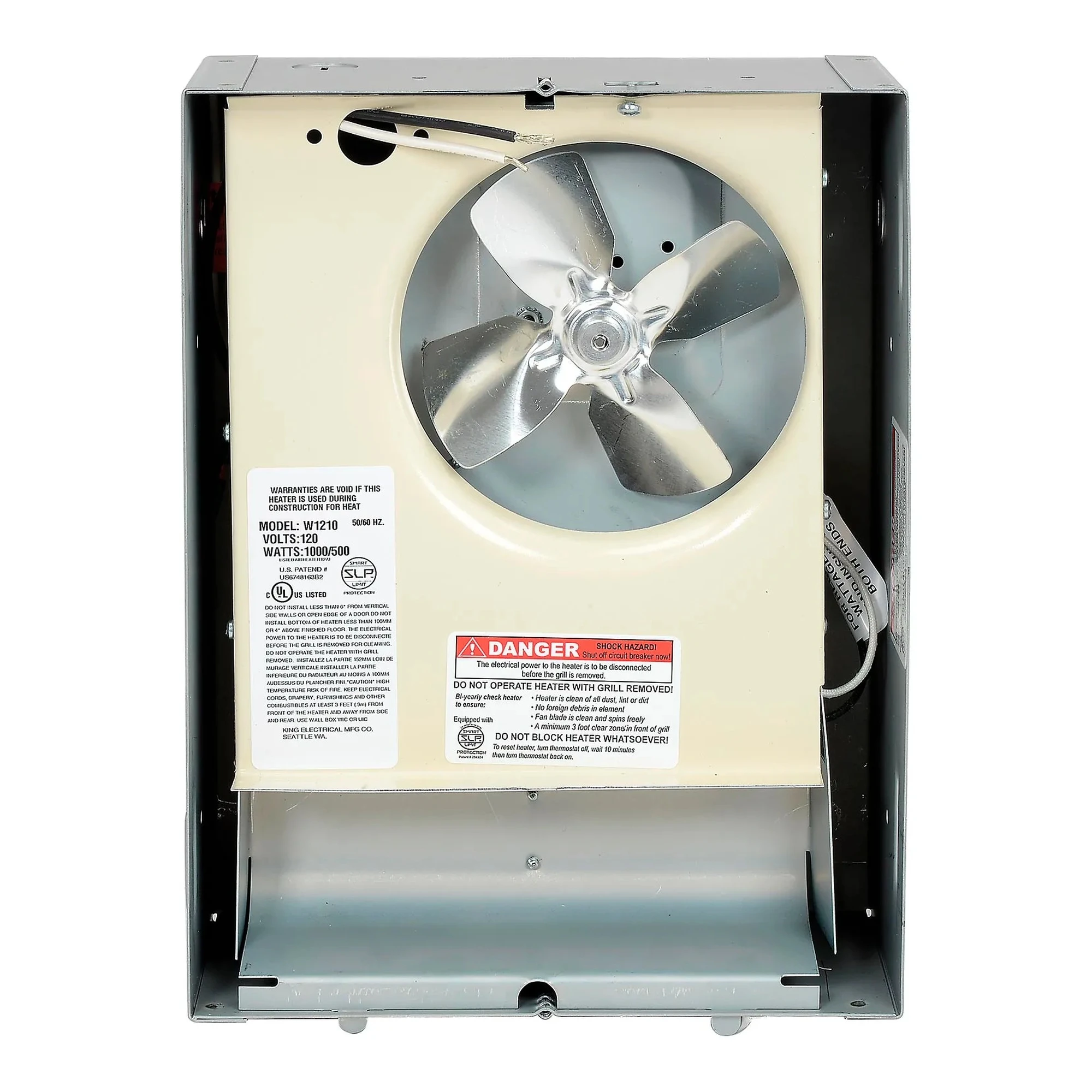 White fan-forced electric wall heater