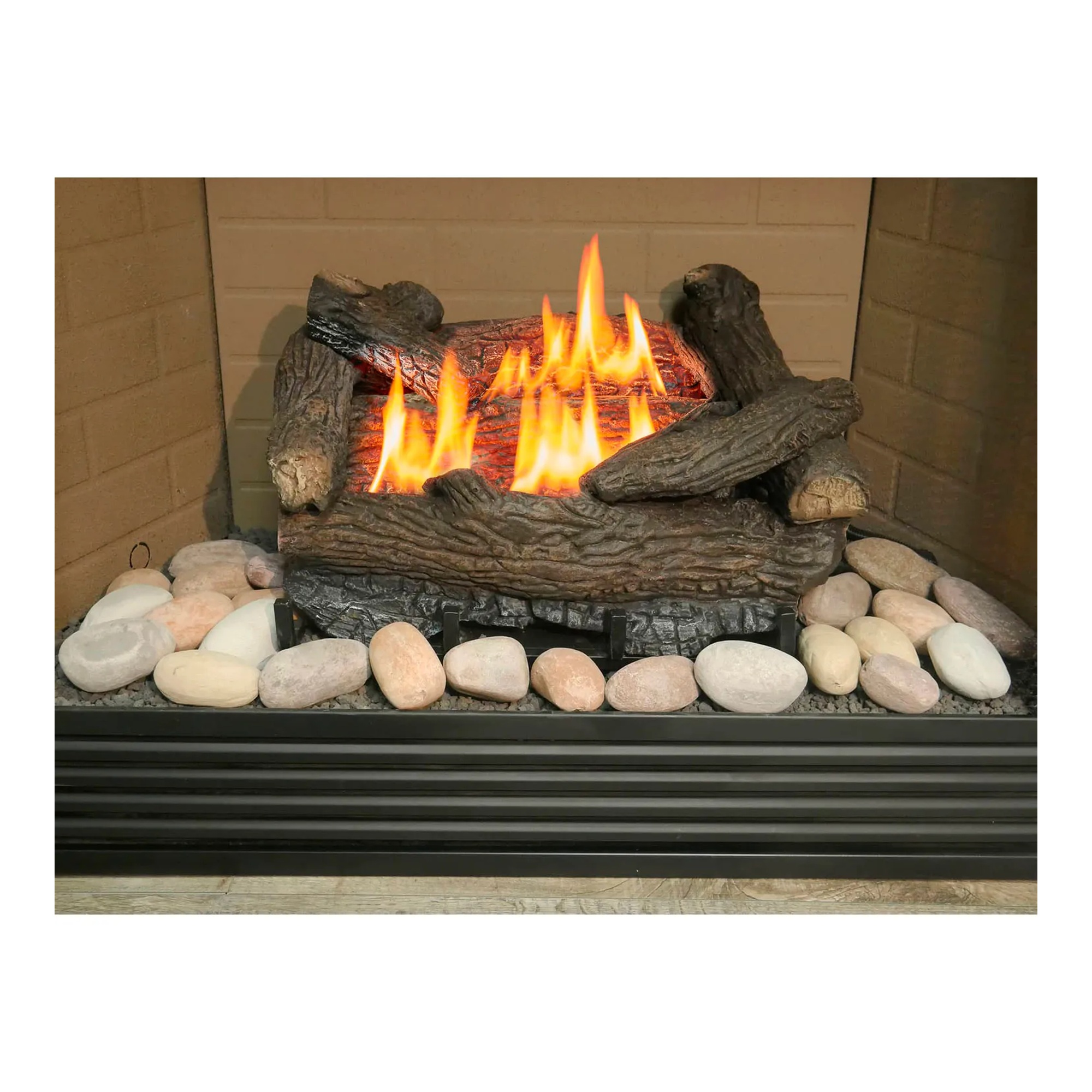 Multicolor ceramic fiber fireplace rocks in a 24-piece set