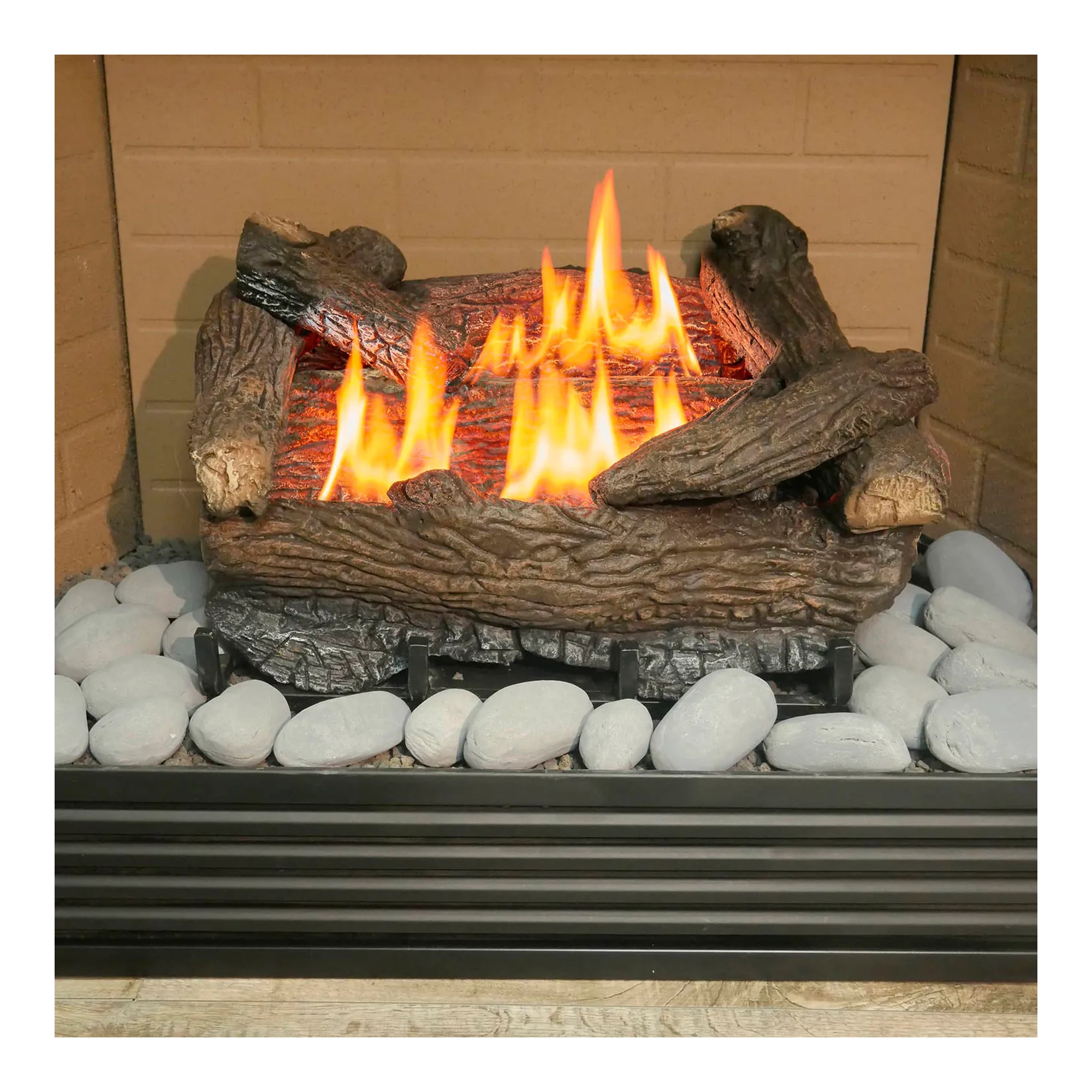 Gray ceramic fiber fireplace rocks, 24-piece set
