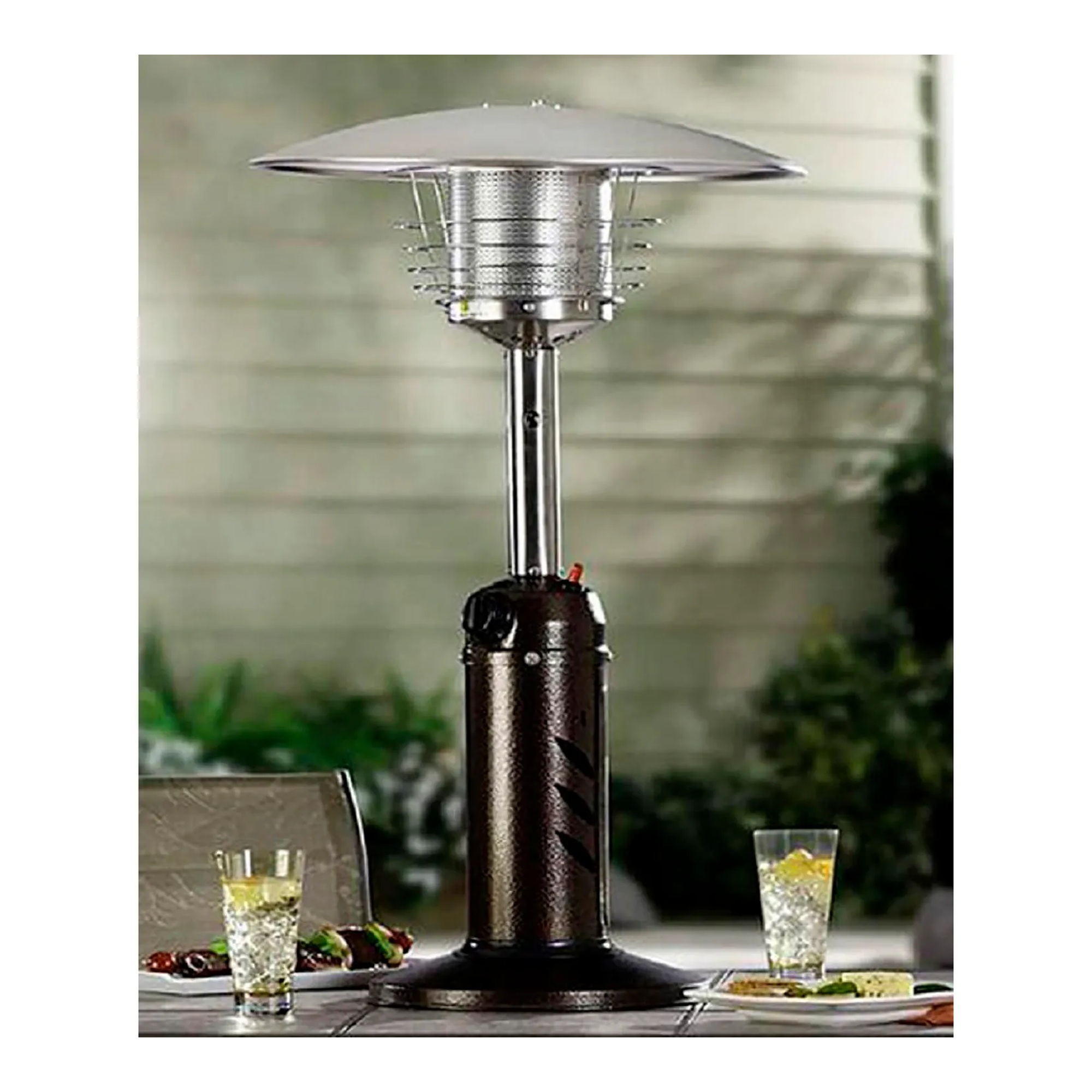 Hammered bronze tabletop propane patio heater