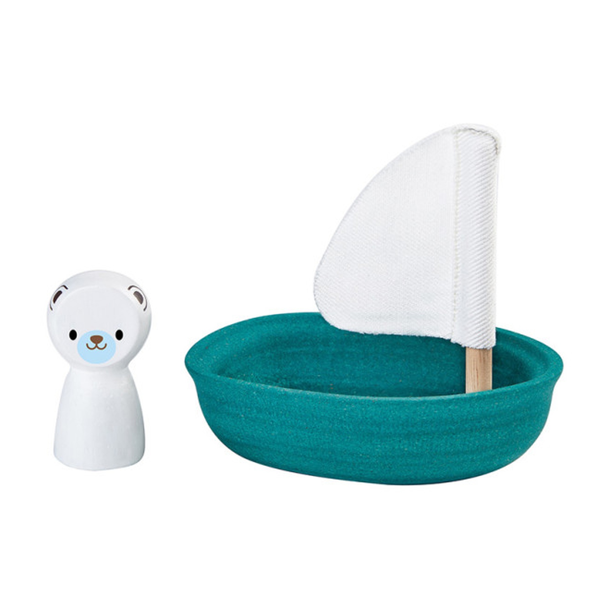 Polar Bear Sailing Boat Wooden Bath Toy