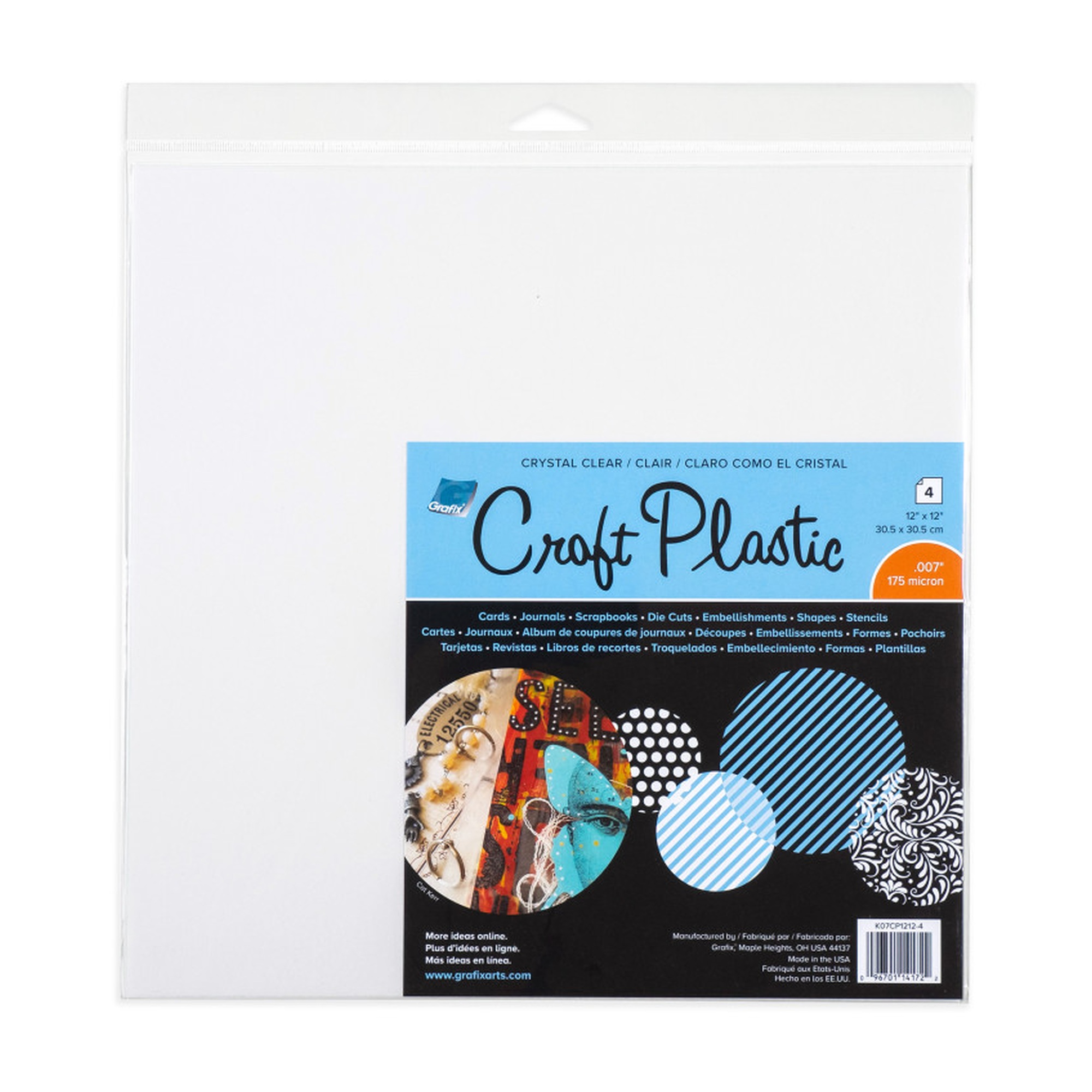 Clear Polyester Craft Plastic Sheets, 12 x 12, 4-Pack