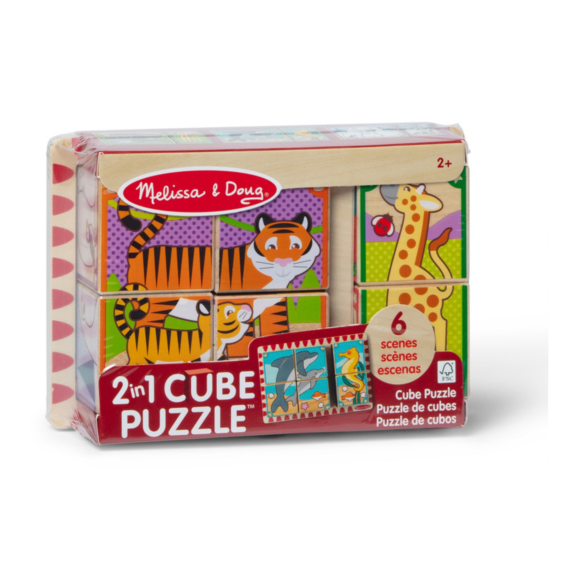 2-in-1 Wooden Animal Cube Puzzle