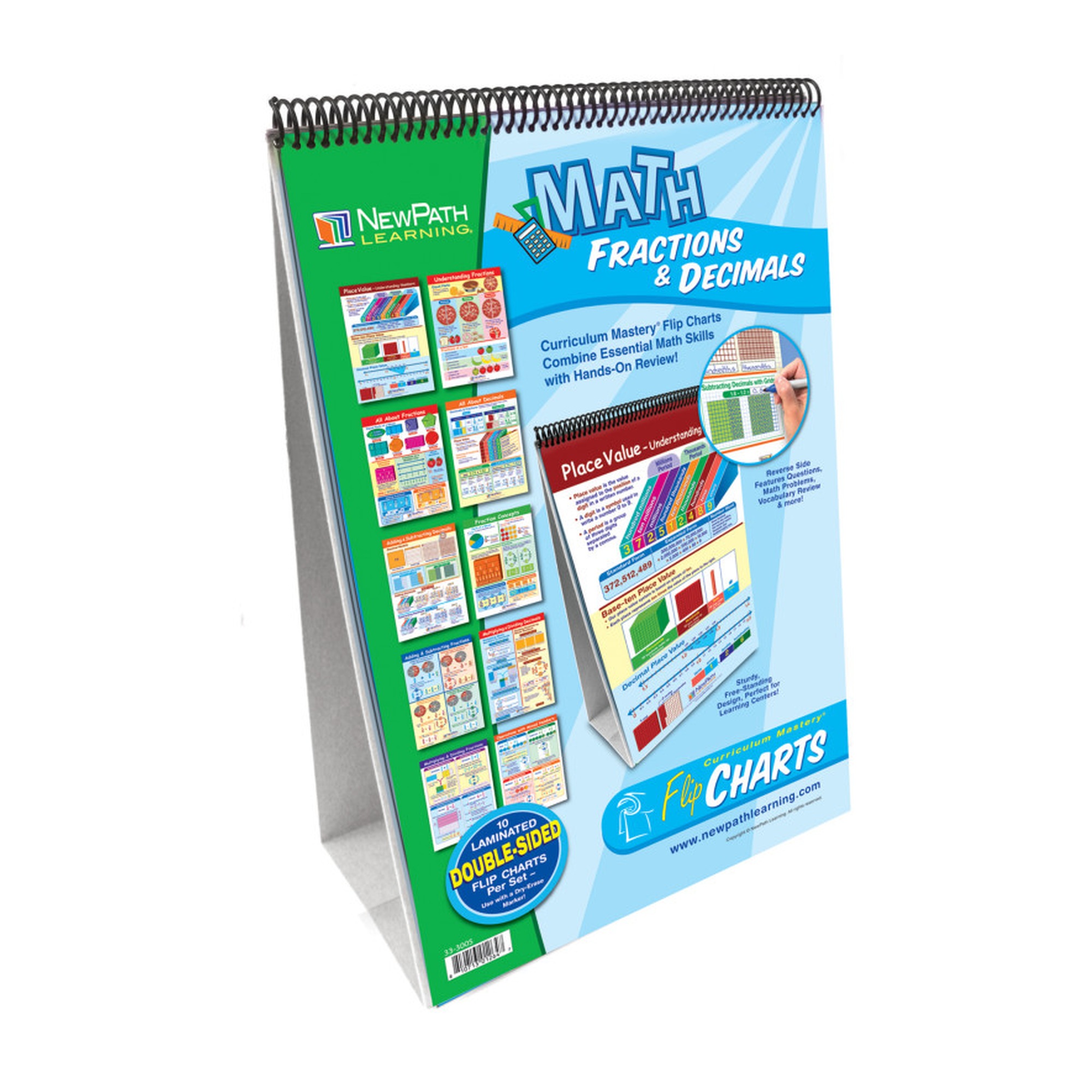 Fractions & Decimals Write-On/Wipe-Off Flip Chart Set for Grades 3-6
