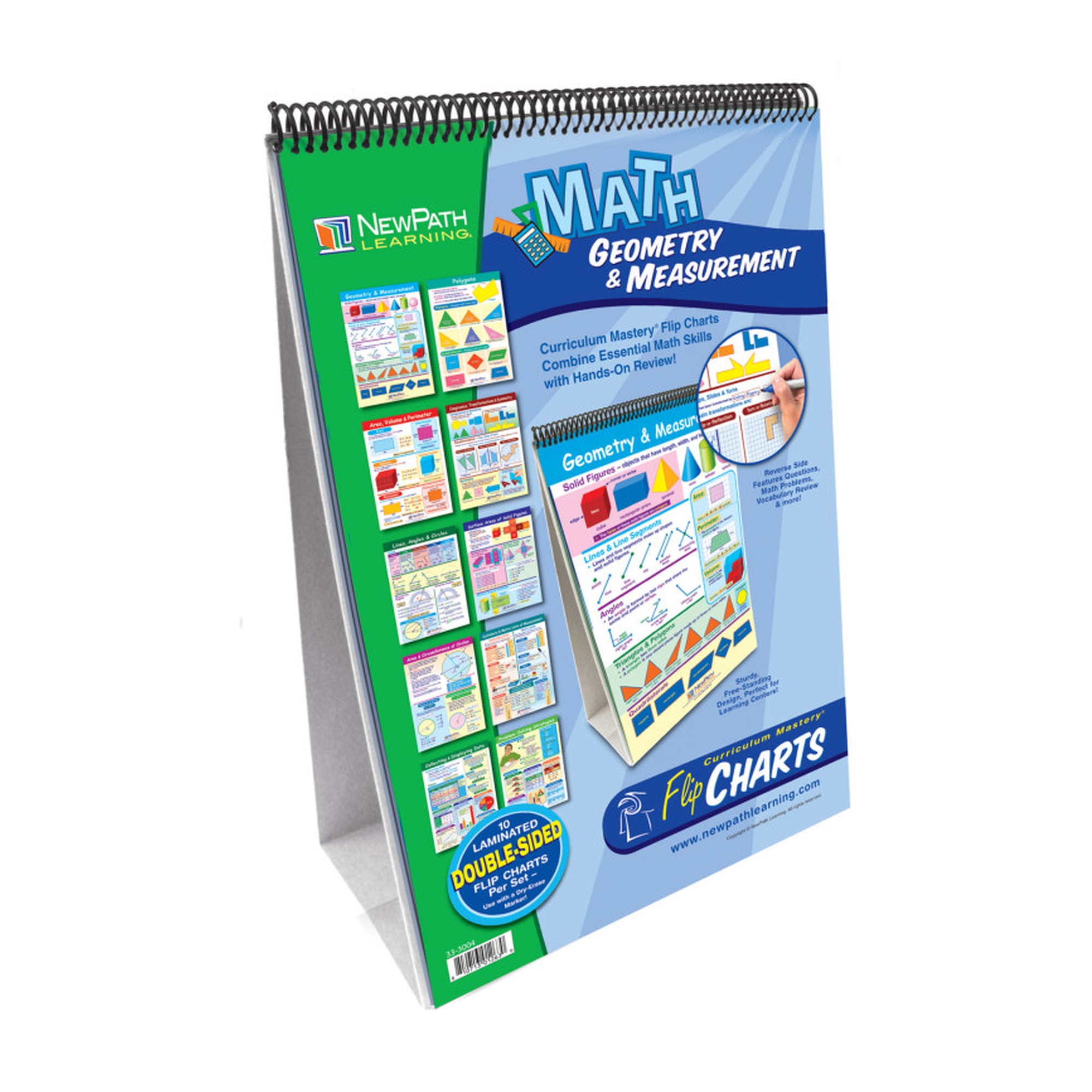 Geometry and Measurement Write-On Flip Chart Set for Grades 3-6