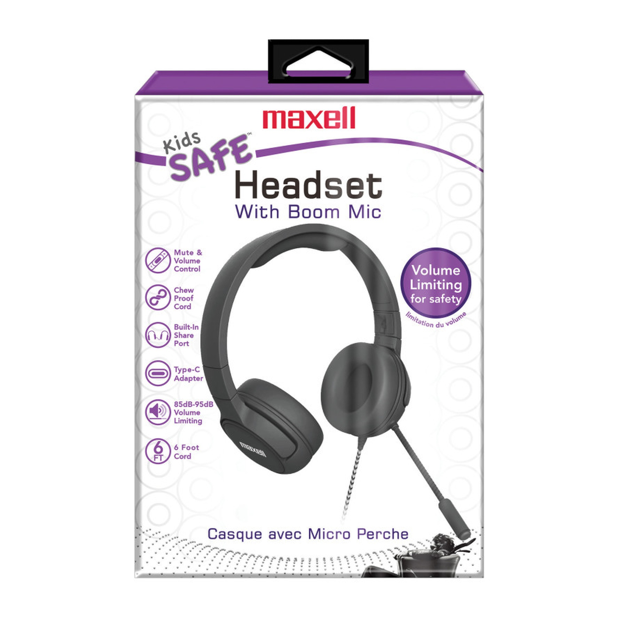 Kids Safe Listening Over-Ear Headset with Boom Microphone