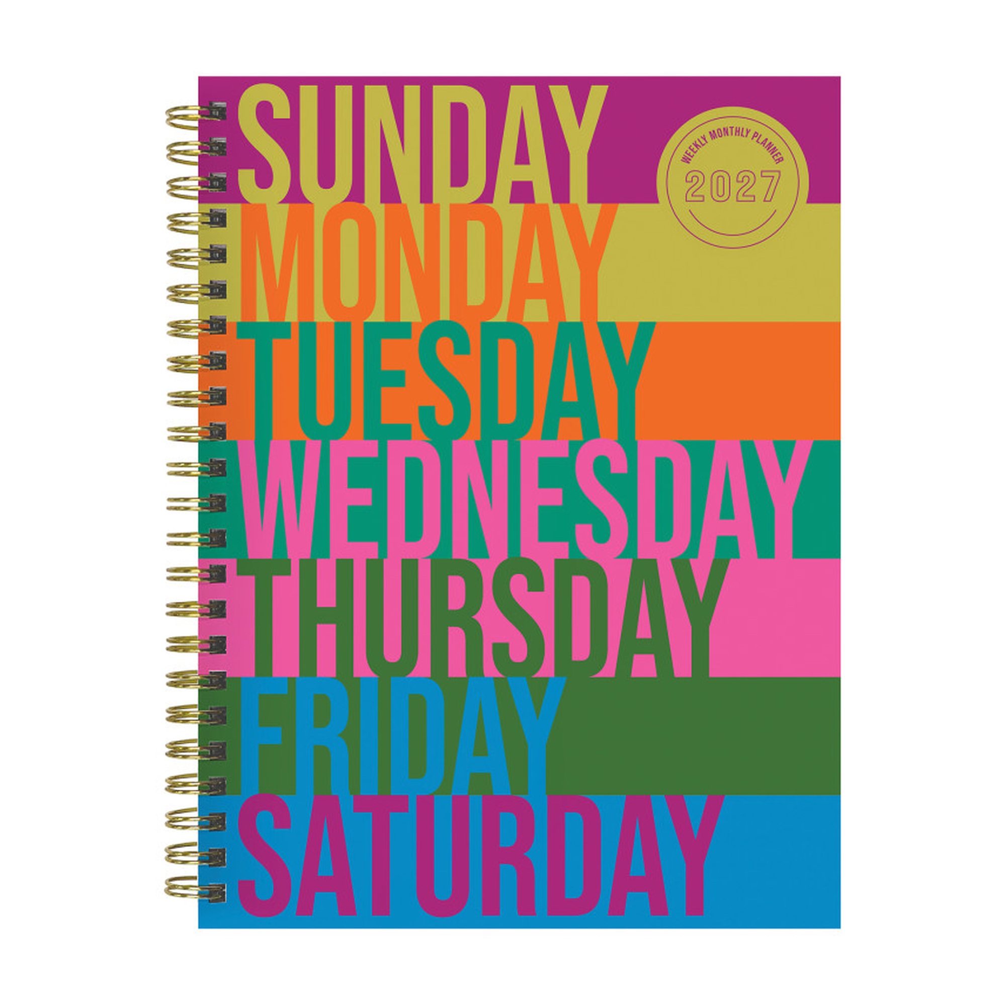 2027 Rainbow Stripe Weekly and Monthly Planner, 6.5 x 8 in.