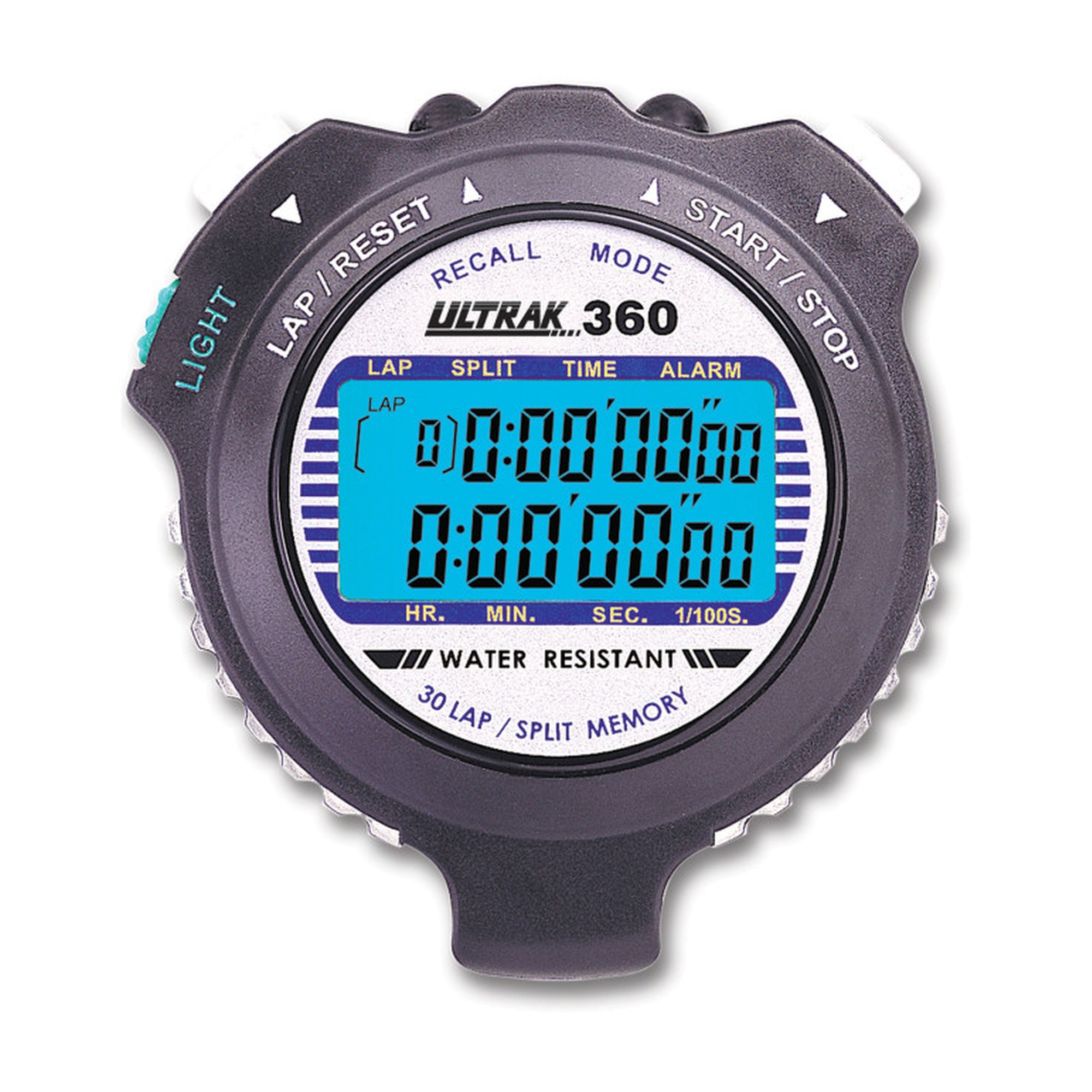 30-Memory Backlit Stopwatch, Black