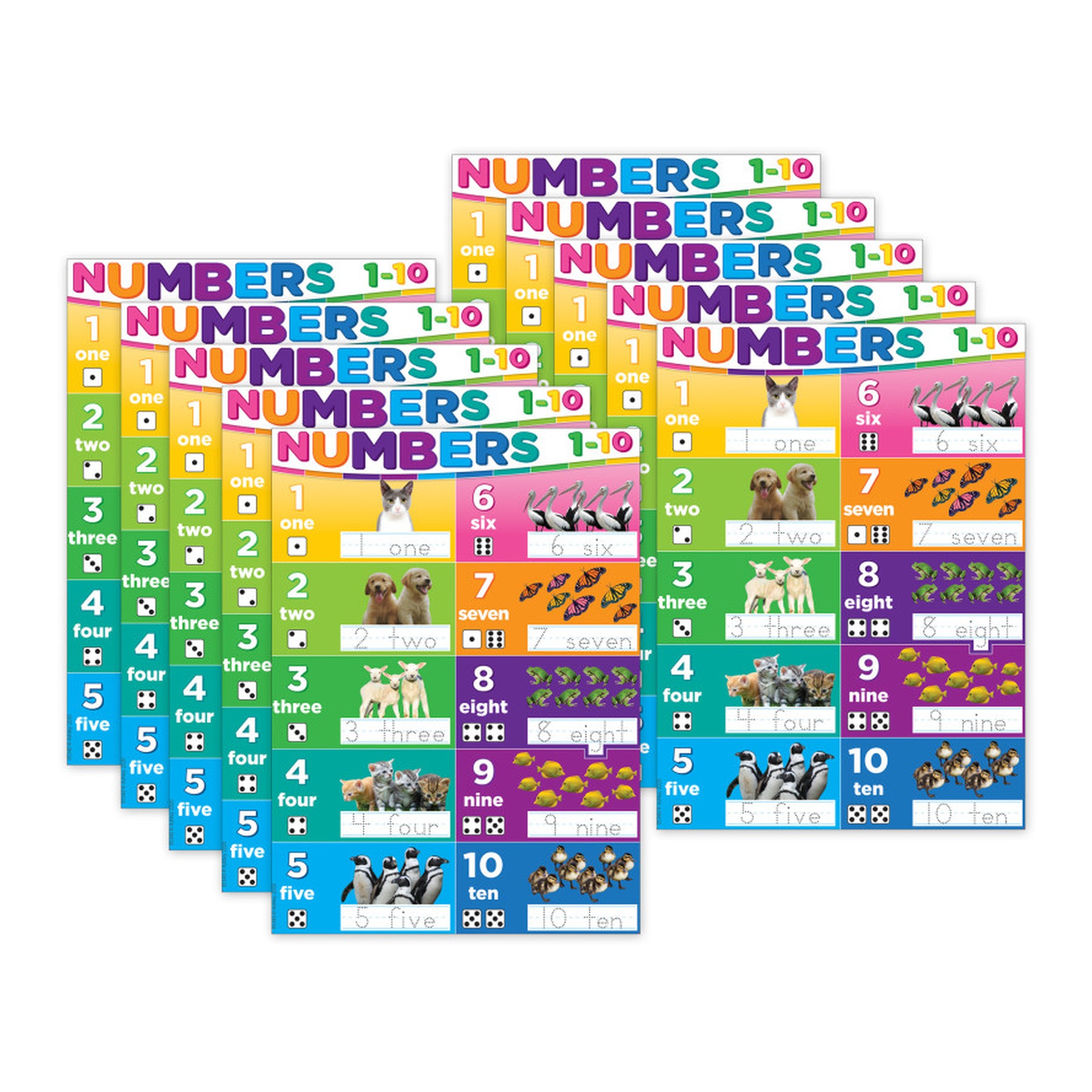 Numbers 1–10 Write-On/Wipe-Off PosterMat Pals, Pack of 10