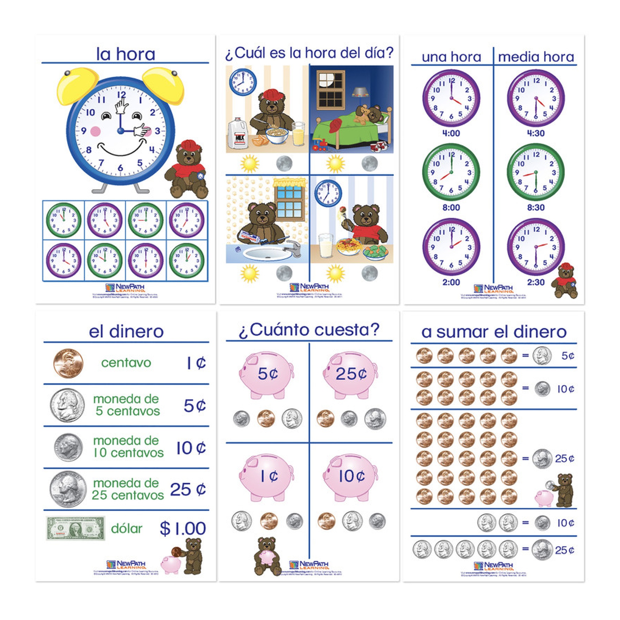 Spanish Time & Money Bulletin Board Chart Set