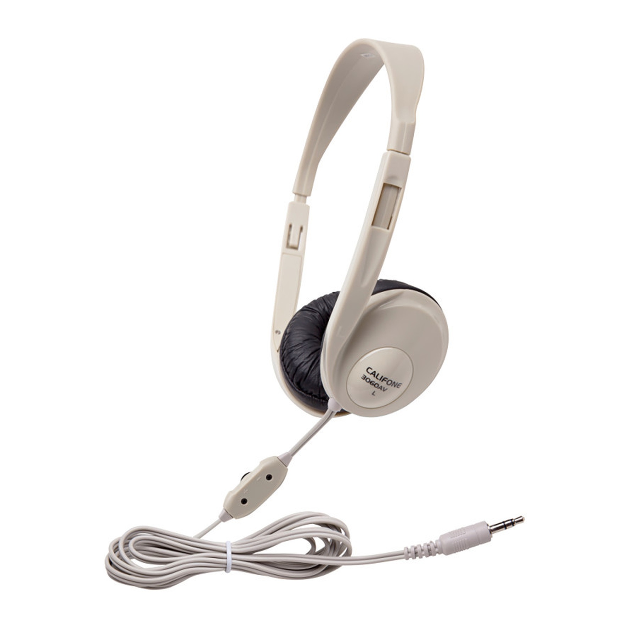 Beige Multimedia Stereo Headphones with Volume Control