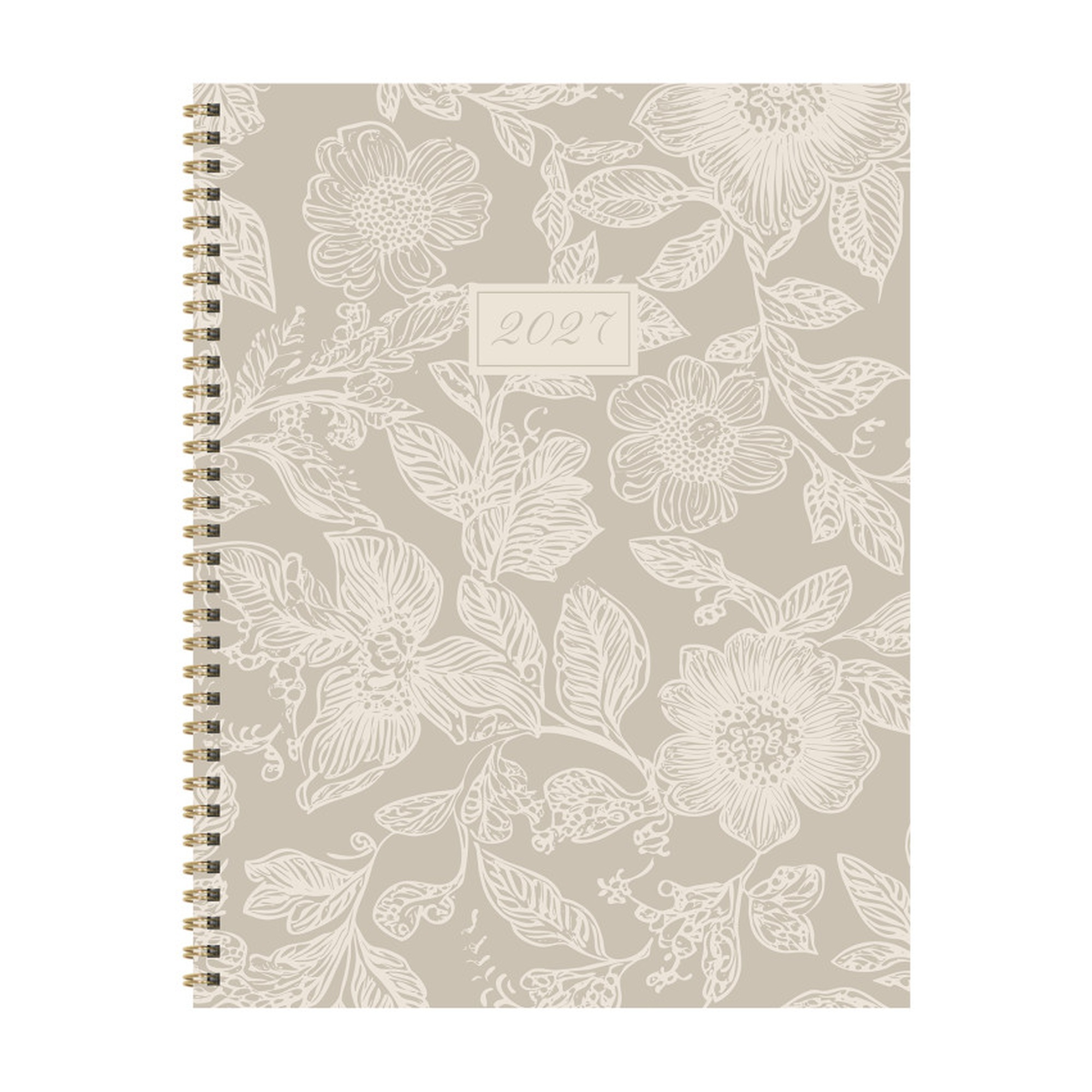 2027 Cream & Taupe Large Weekly Monthly Planner