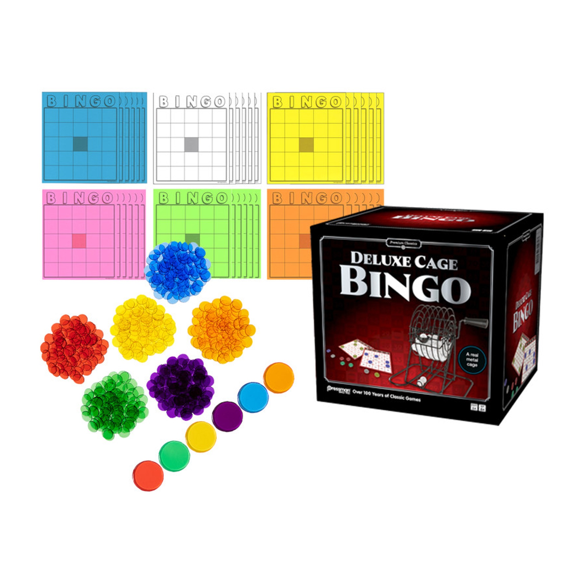 Classic Bingo Group Activity Kit with Cage, Cards and Counters