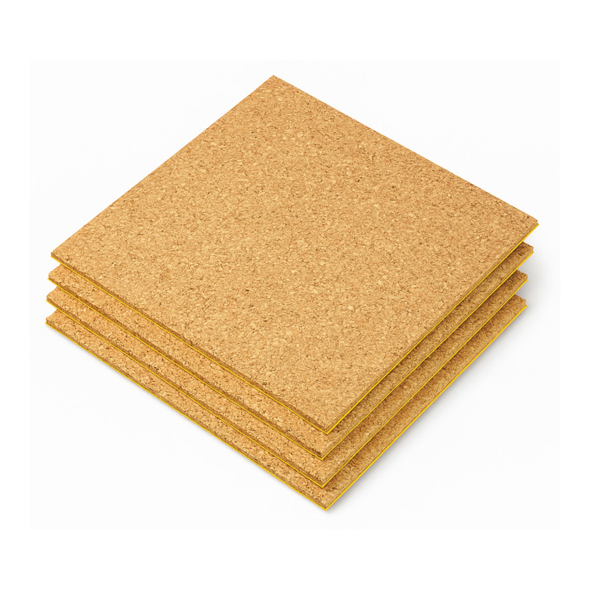 Self-Adhesive Natural Cork Tiles, 12 x 12 in, Brown, 4-Pack