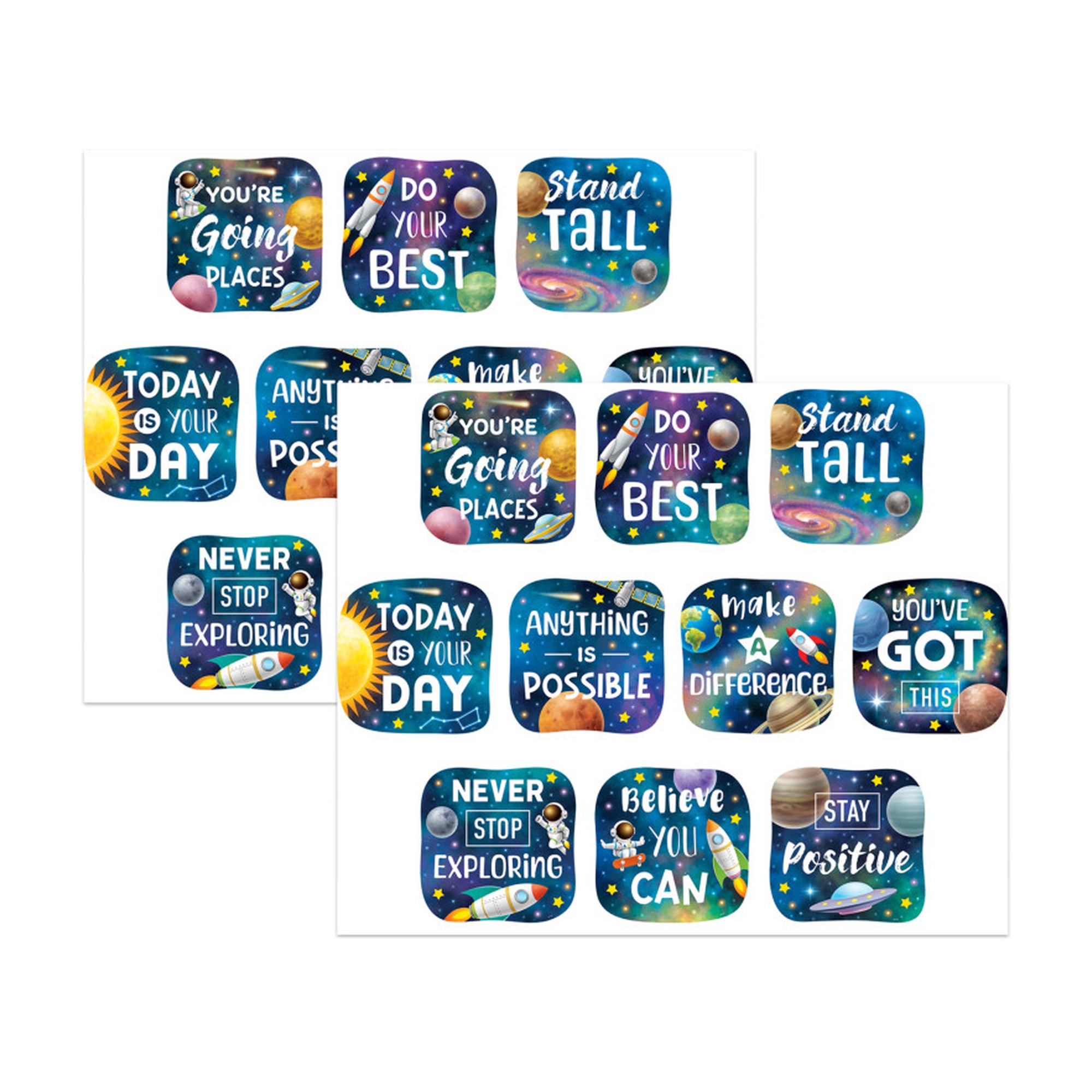 Outer Space Crew Positive Sayings Accents, 2-Pack