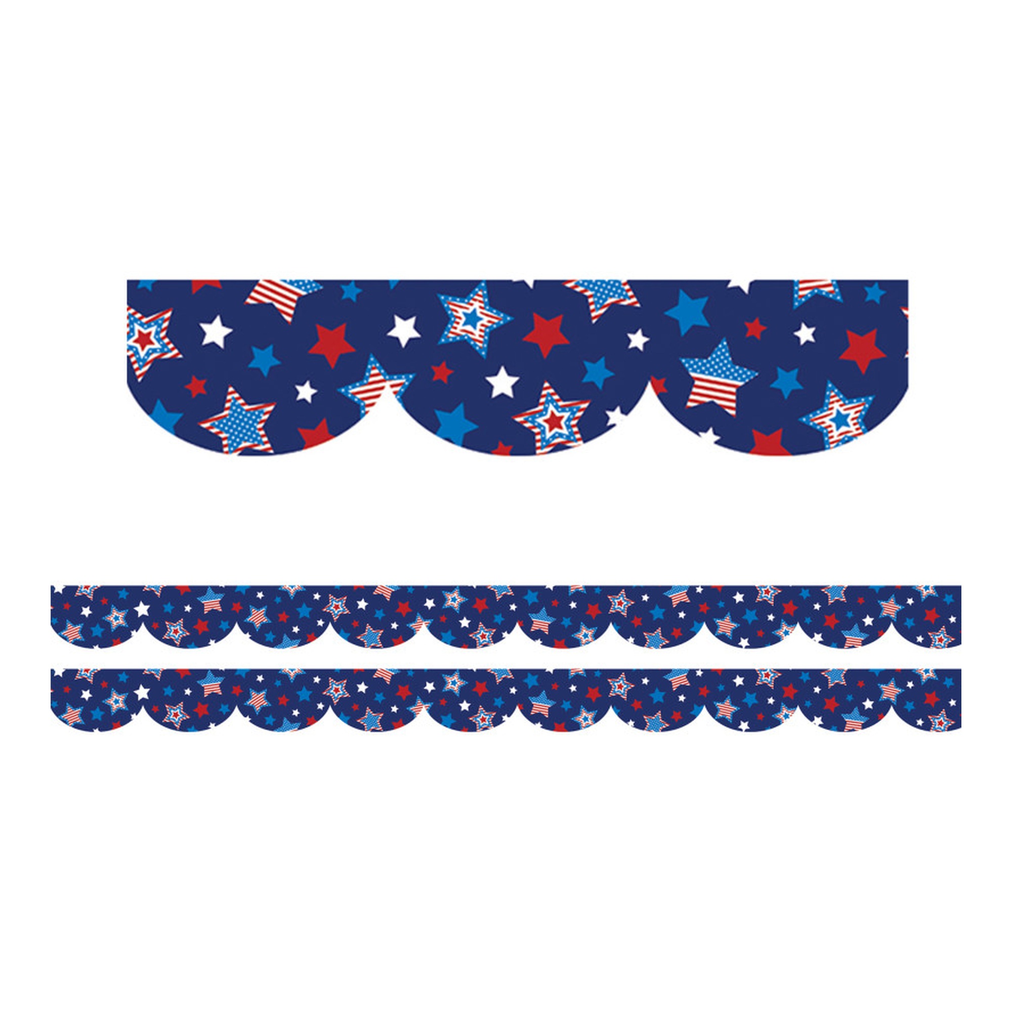 Patriotic Stars Scalloped Border Trim, 2-Pack