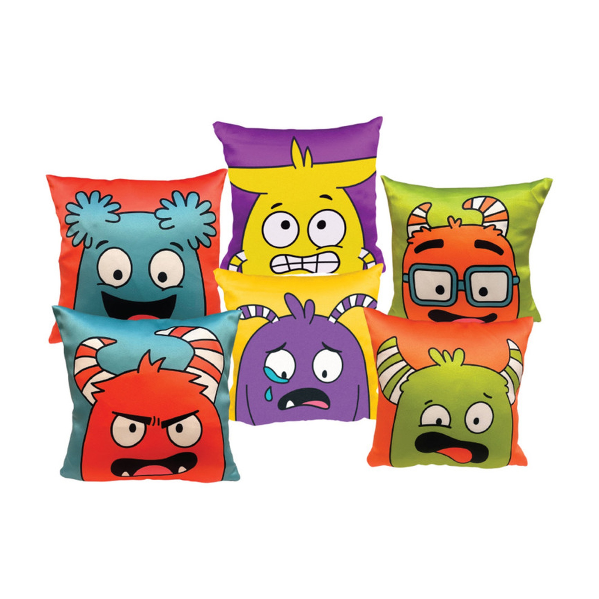 Kids' Bilingual Emotion Character Pillow Set, 6 Pack