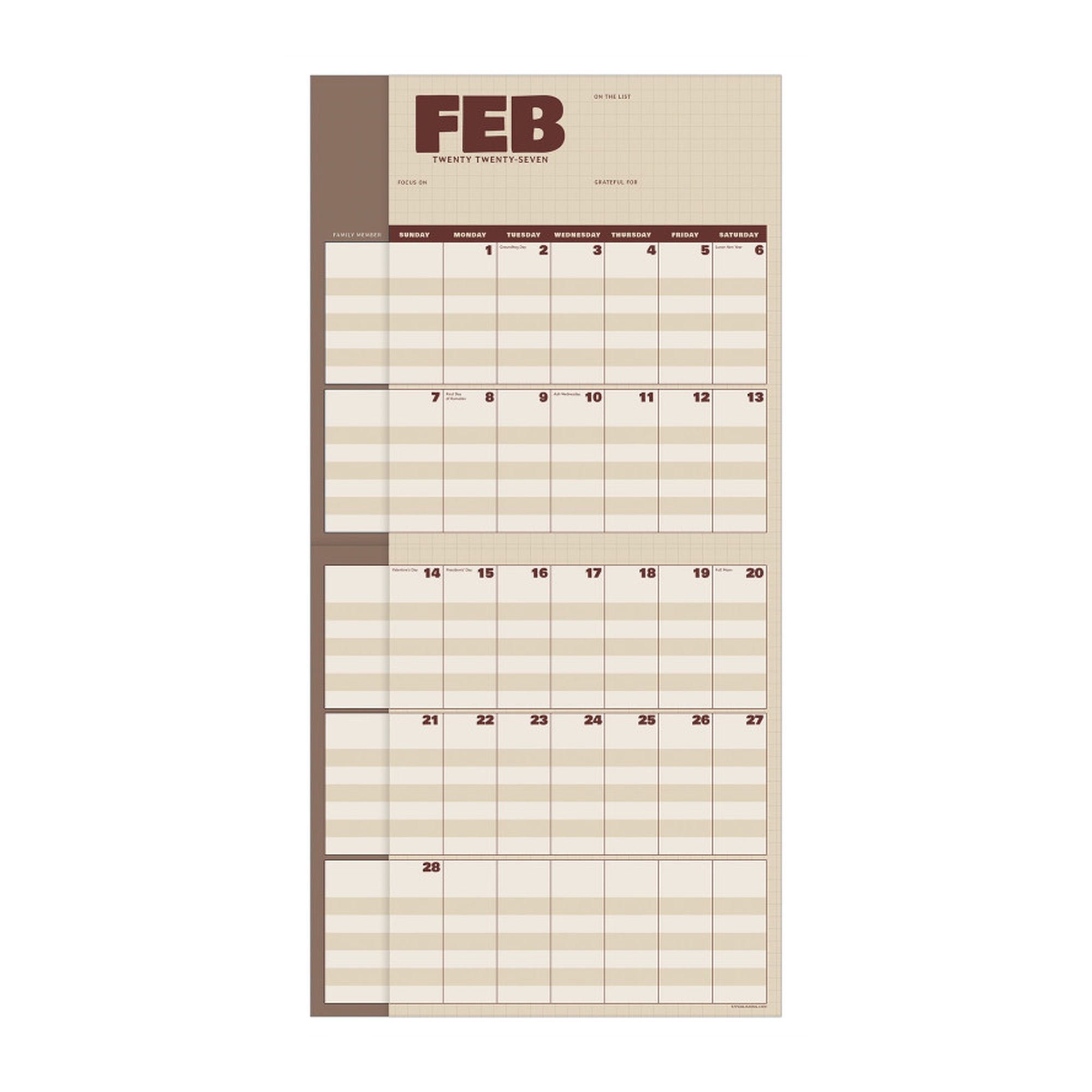 2027 Family Planner Wall Calendar