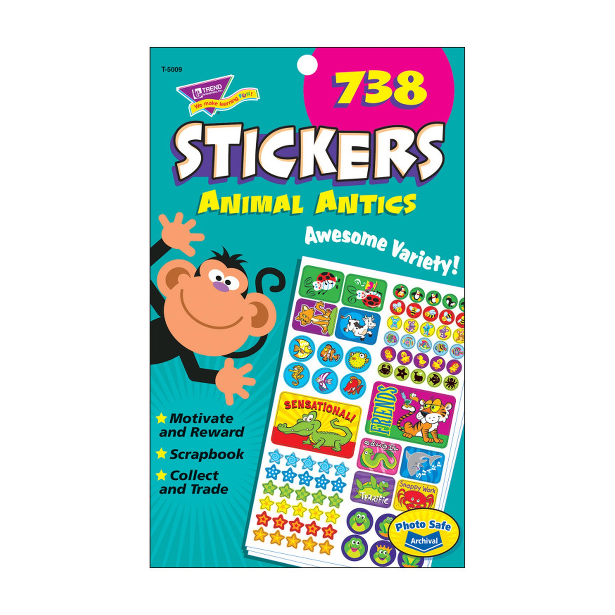 Animal Antics Sticker Pad, 738 Count