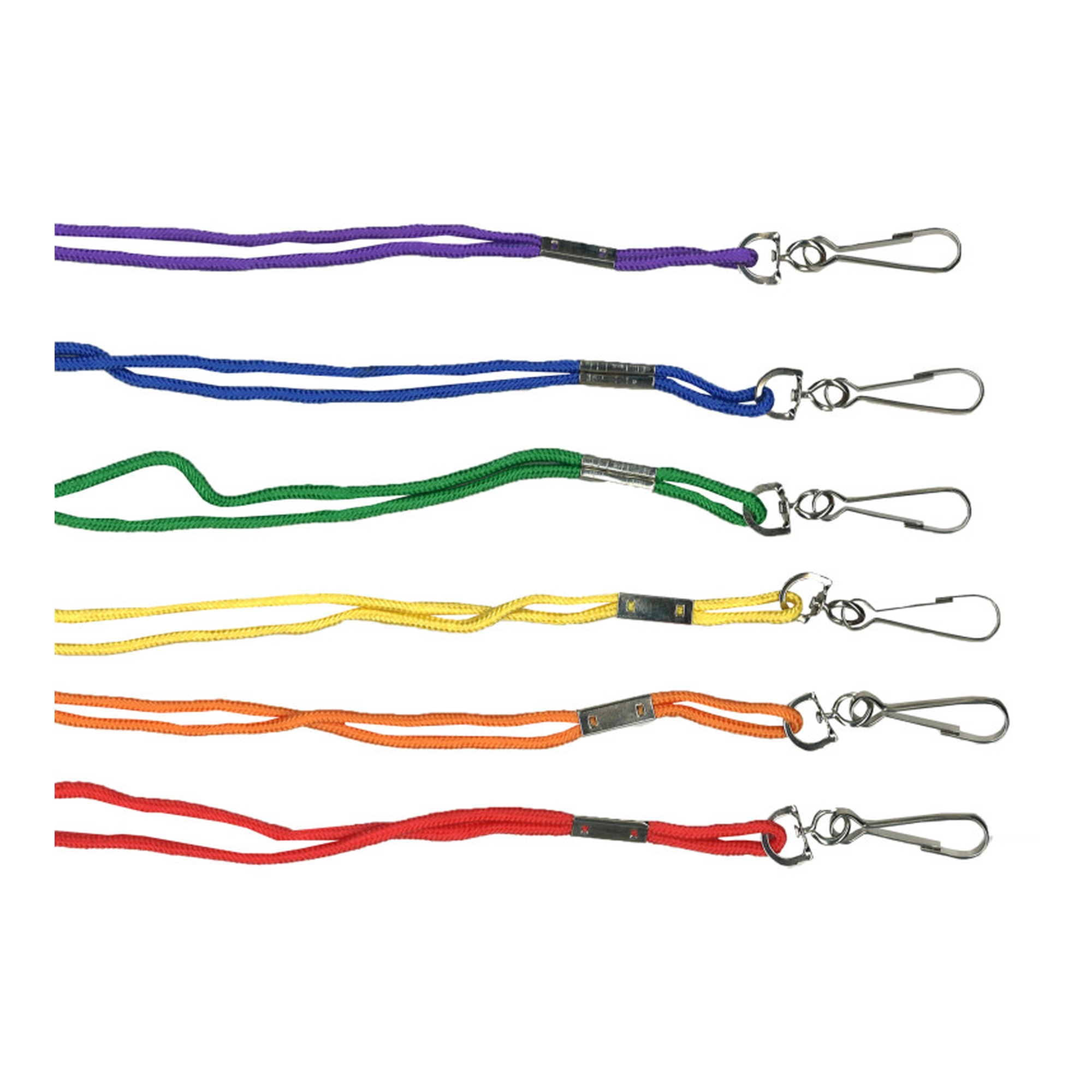 Assorted Color Rayon Lanyards with Snap, 12-Pack
