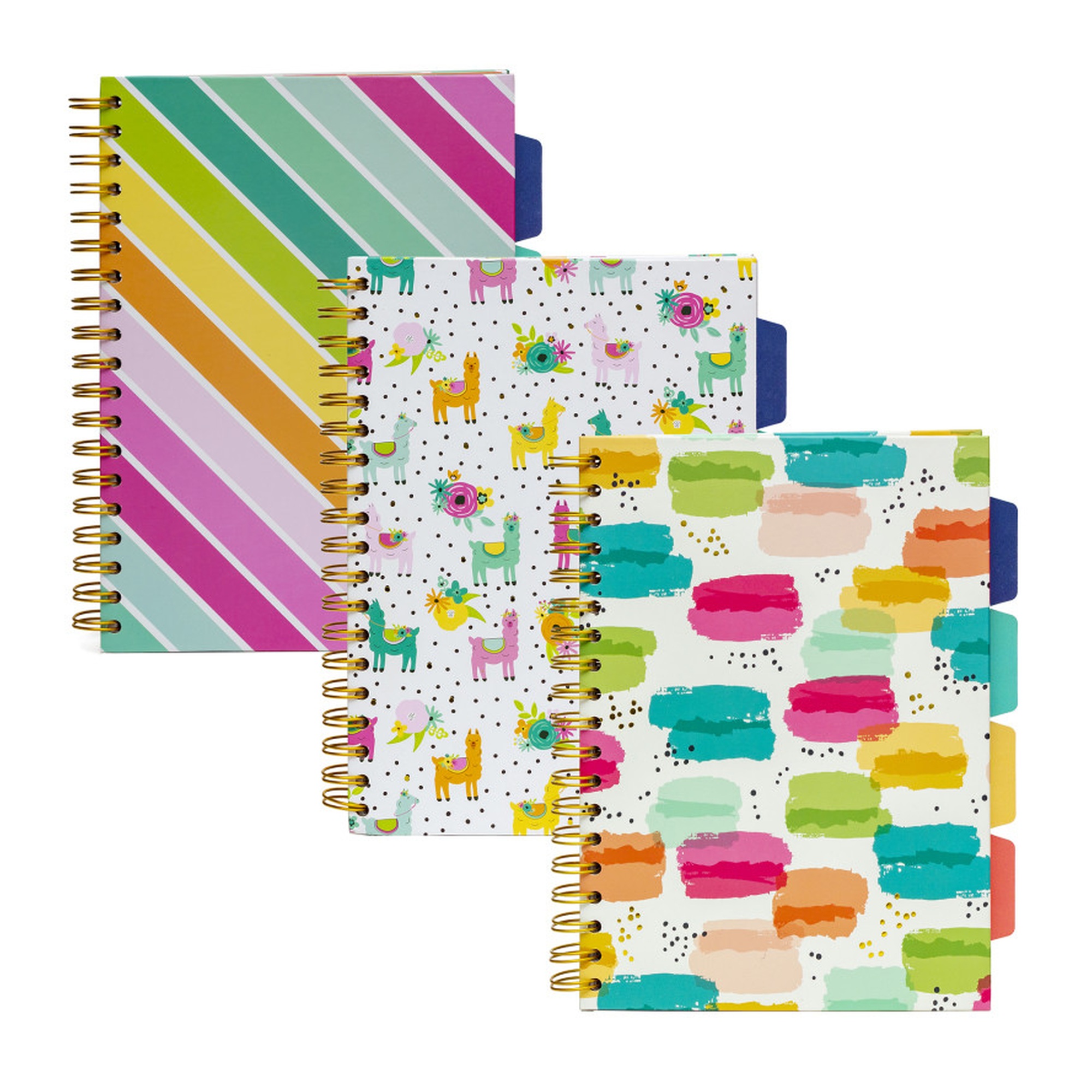 B5 Five-Subject Divider Notebooks, 200 Pages, Assorted Designs, 3 Pack