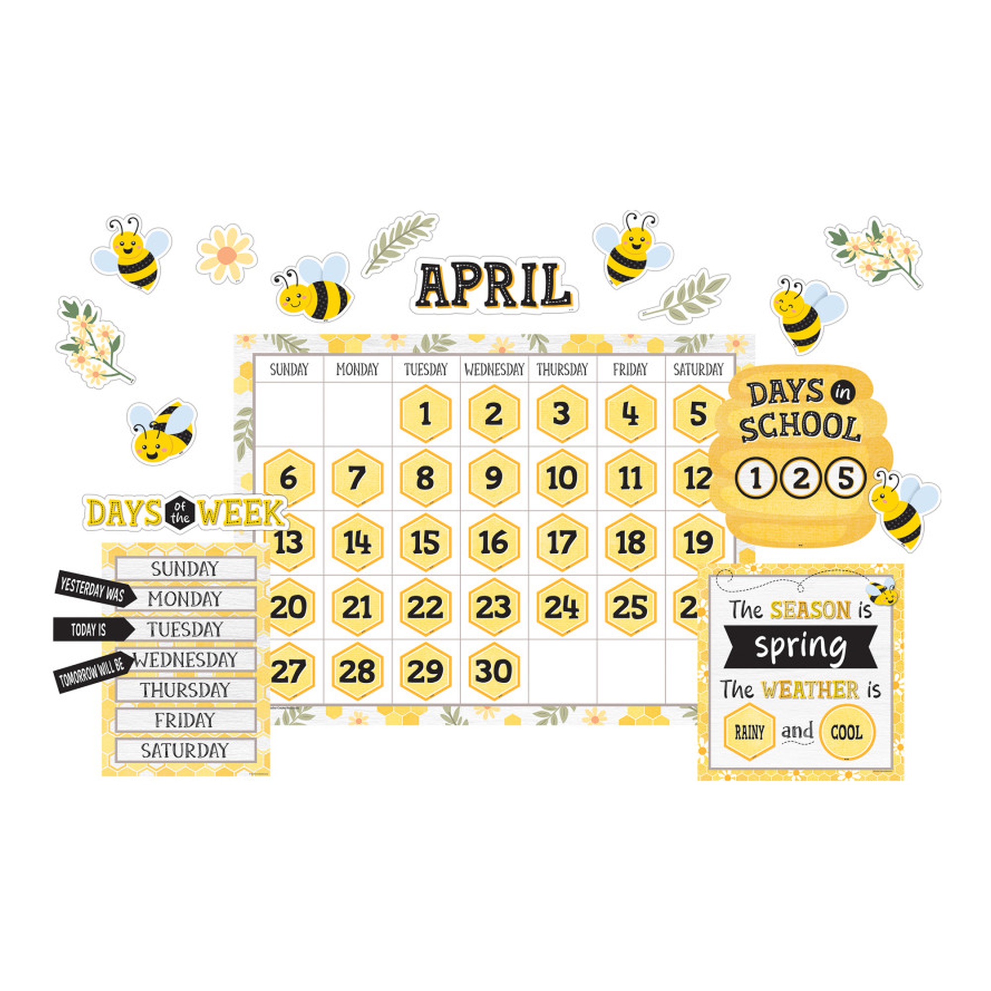 Buzzing Bees Calendar Bulletin Board Set, 131 Pieces