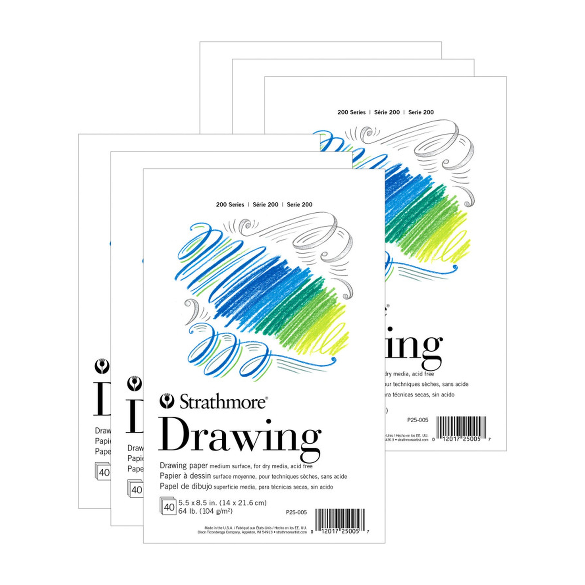White Drawing Paper Pads, 5.5 x 8.5, 40 Sheets, Pack of 6
