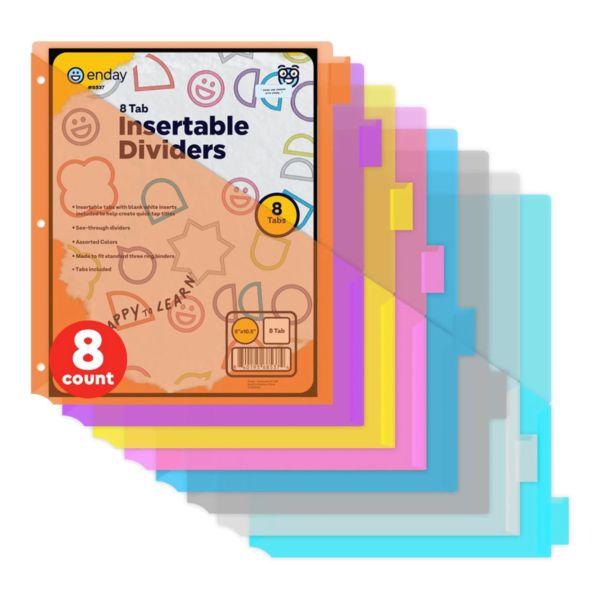 Multi-Color 8-Tab Binder Dividers with Pockets