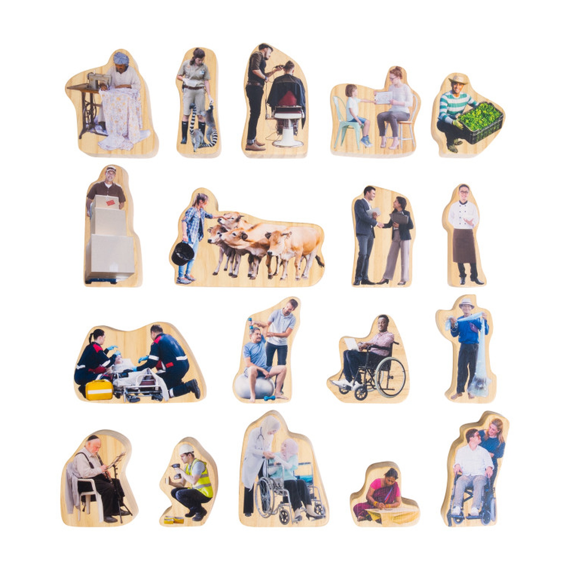 Everyday Heroes Wooden Community Helper Blocks, 18-Piece Set