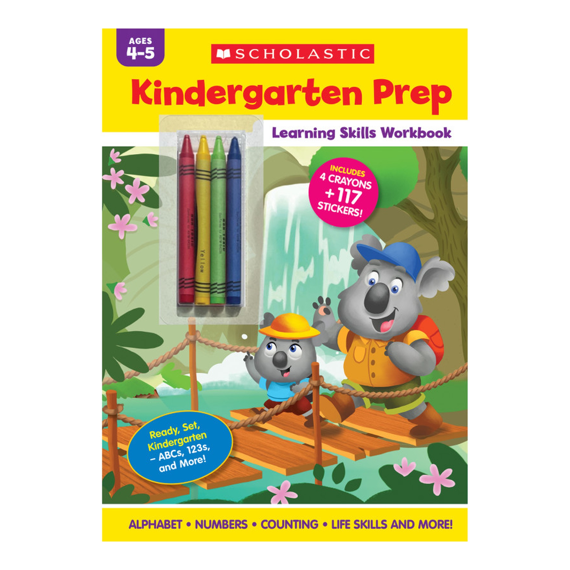 Kindergarten Readiness Skills Workbook with Stickers and Crayons